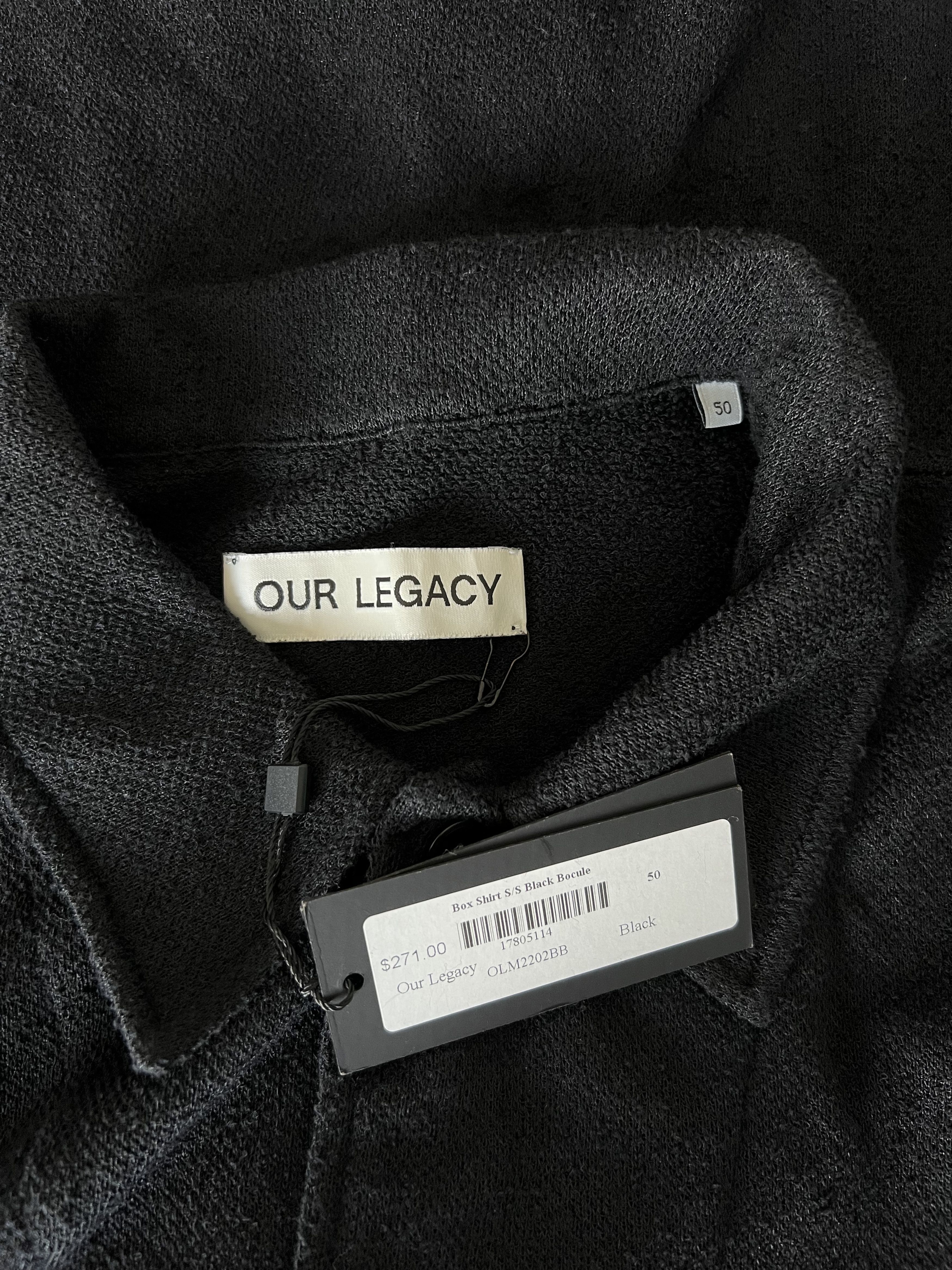 Our Legacy Our Legacy Box Shirt in Black Boucle Size US M / EU 48-50 / 2 - 7 Thumbnail