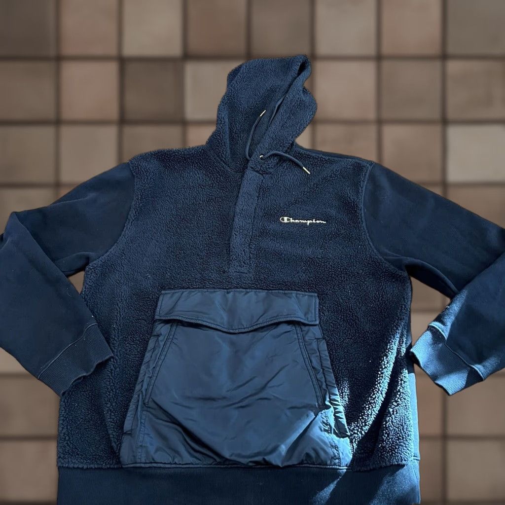Champion VINTAGE Champion Men's Hoodie Pullover 1/4 Zip Black Large Winter Cross-Training Basketball Size US L / EU 52-54 / 3 - 1 Thumbnail