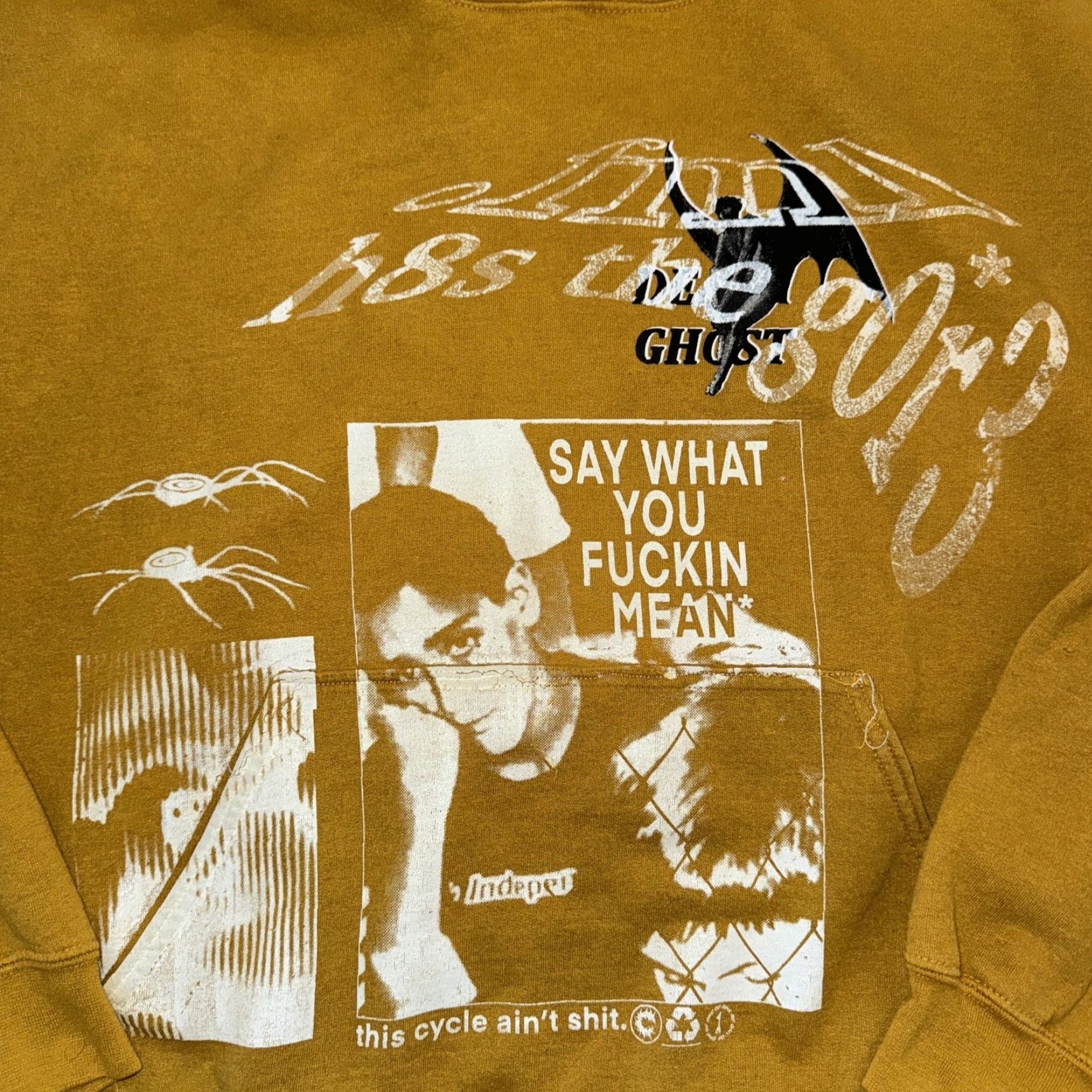J Brand VINTAGE Streetwear Brand Yellow Hoodie Cropped Pullover XL Men Graphic Women 24x23 Screen Printed Size US XL / EU 56 / 4 - 2 Thumbnail