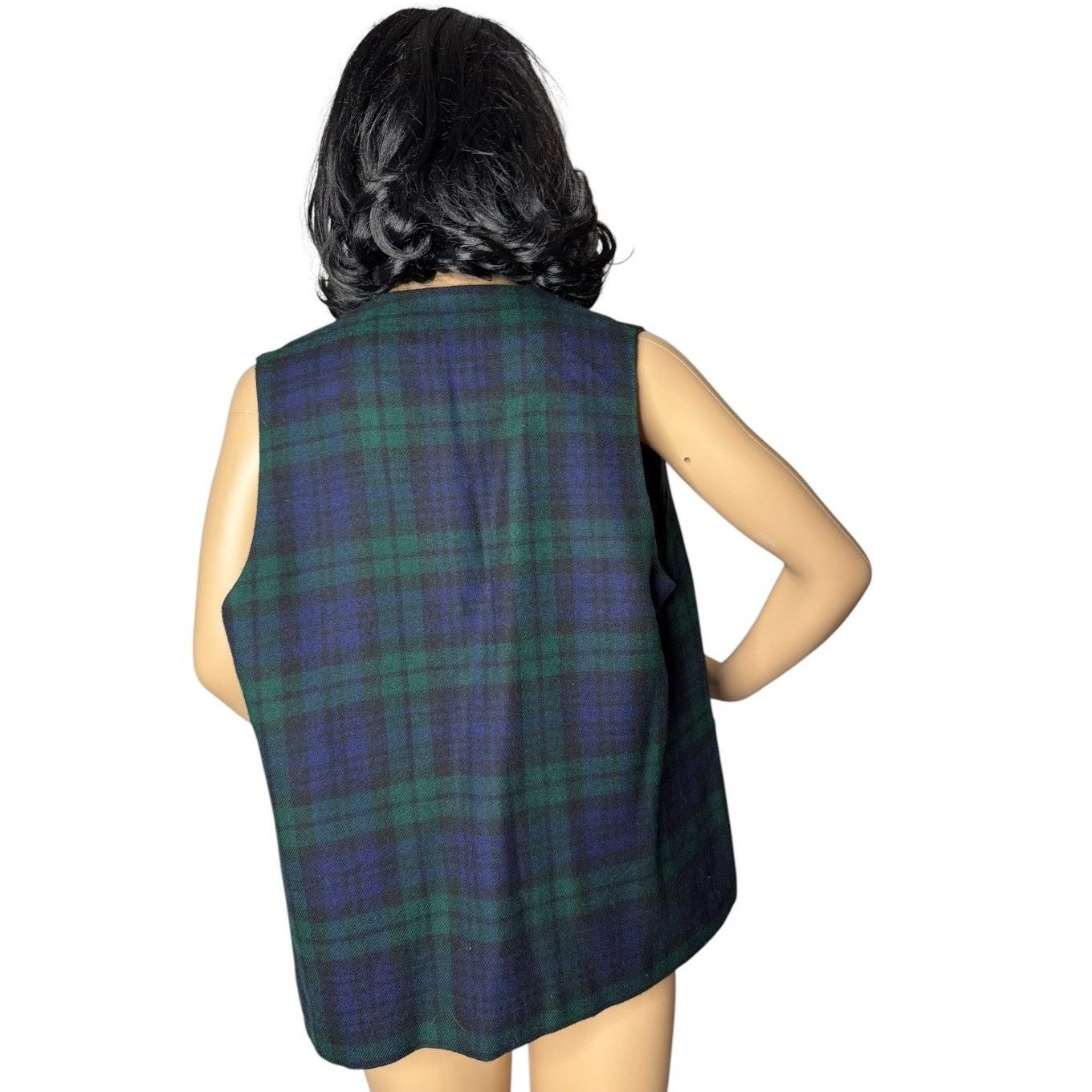 Vintage Vtg Plaid Green wool open front pocketed vest lined medium Size M / US 6-8 / IT 42-44 - 8 Thumbnail