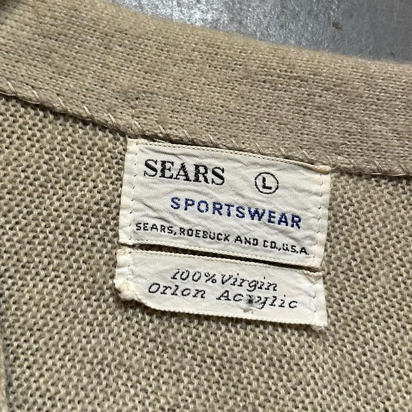 Sears 70s sears acrylic cardigan sweater cream Size US L / EU 52-54 / 3 - 5 Thumbnail