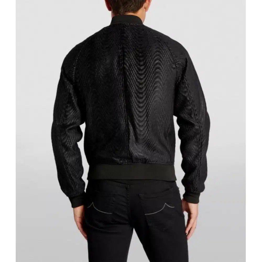 Tom Ford o1loc1c0825 OBS019 Wave Jacquard Bomber Jacket in Black Size US M / EU 48-50 / 2 - 5 Thumbnail
