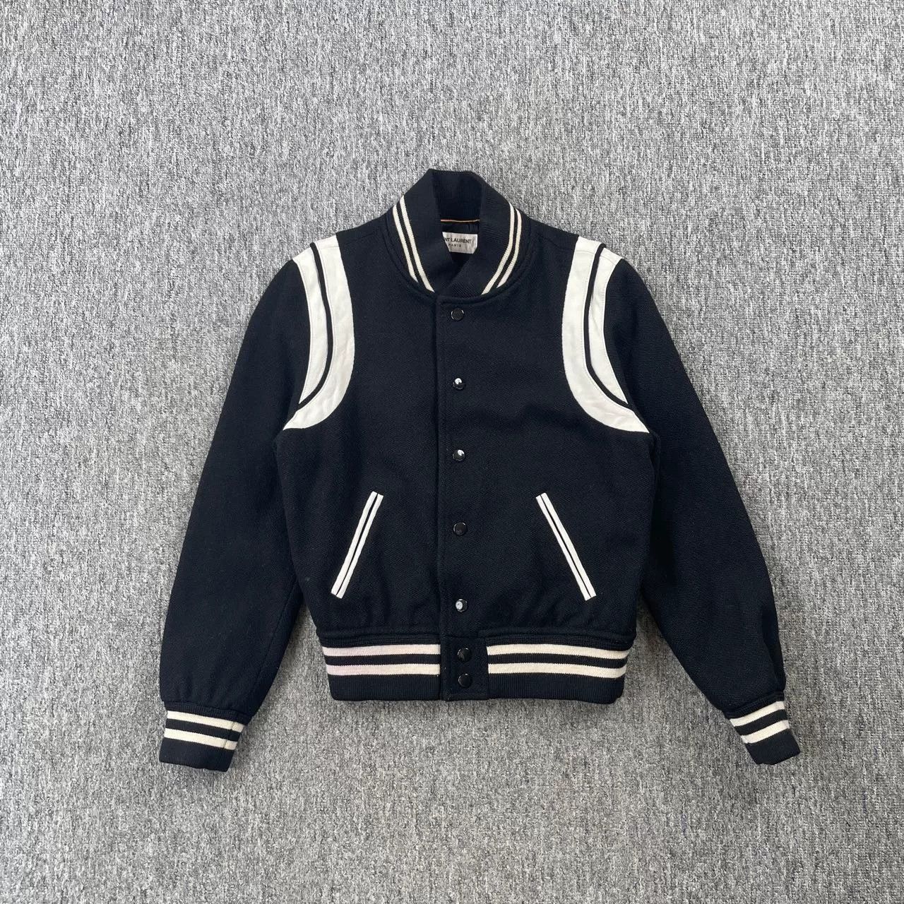 Saint Laurent Paris Saint Laurent Black Striped Varsity Jacket Size US M / EU 48-50 / 2 - 1 Thumbnail