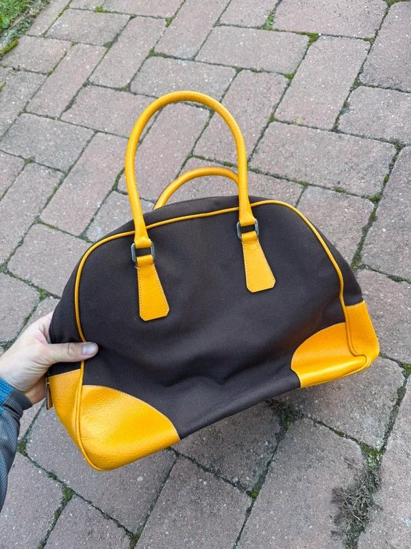 Prada Vintage 90s Prada Canvas Leather Bowling Bag Yellow Size ONE SIZE - 5 Thumbnail
