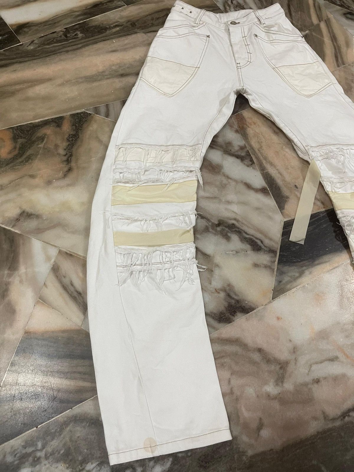 POST ARCHIVE FACTION (PAF) CARNET ARCHIVE - HUMAN-SHELL DESTROYED TROUSERS WHITE Size US 27 - 8 Thumbnail