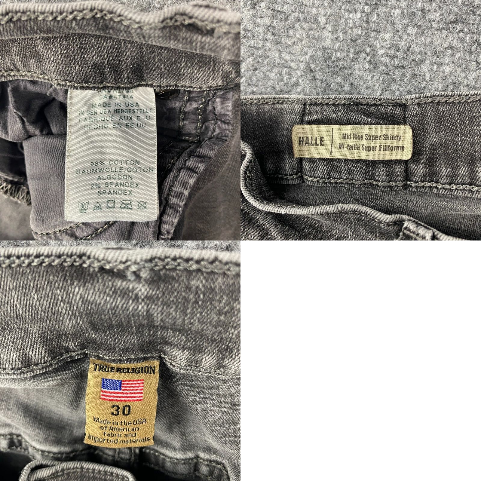 True Religion True Religion Halle Jeans Womens 30 Black Mid-Rise Stretch Super Skinny USA Made Size 30" / US 8 / IT 44 - 8 Thumbnail