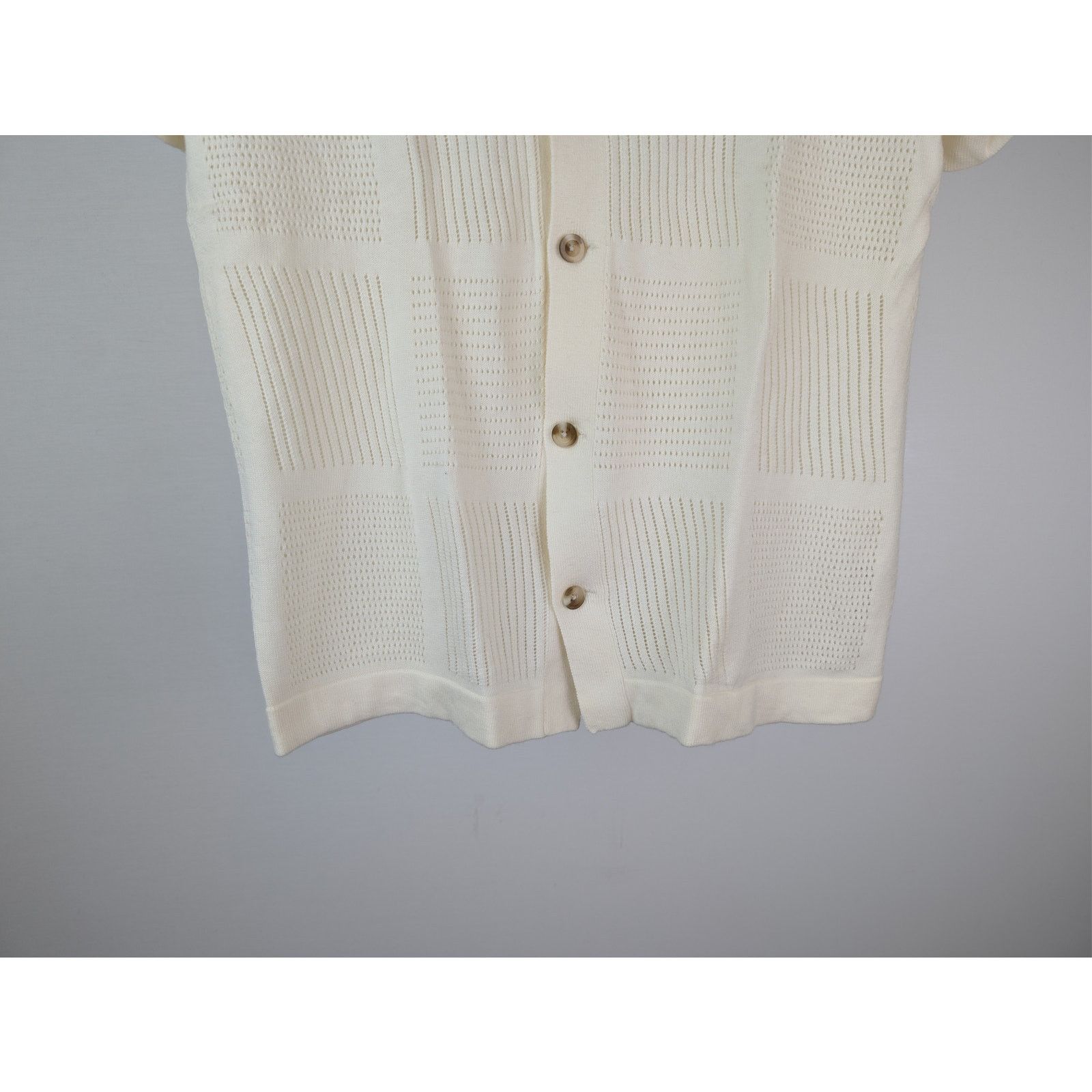 Vince o1rshd1 CC20 Patchwork Pointelle Short-Sleeve Sweater Cream Size US S / EU 44-46 / 1 - 4 Thumbnail