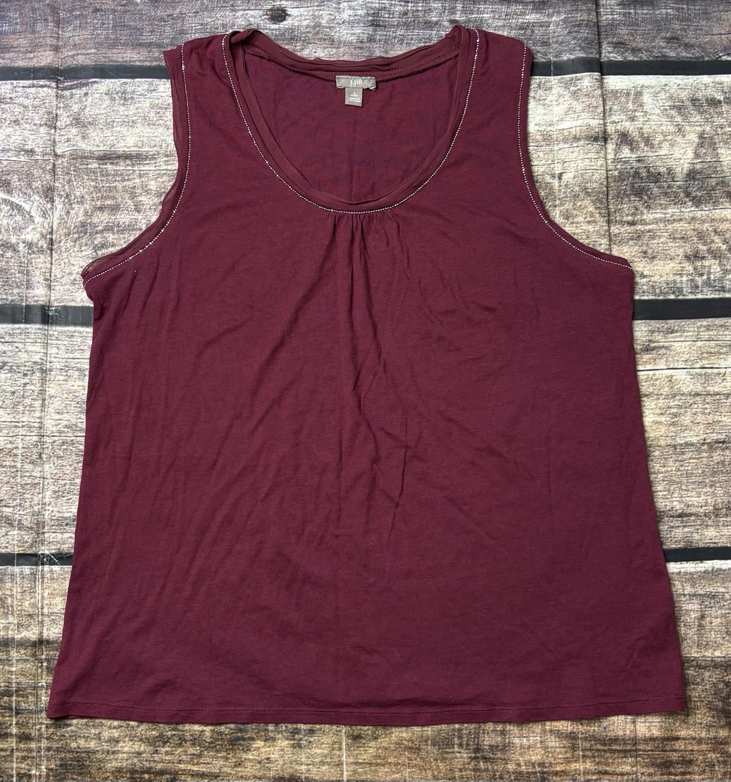 J. Jill J Jill Tank Top Women's Large Petite Ruched Beaded Silk Trim Size L / US 10 / IT 46 - 1 Thumbnail