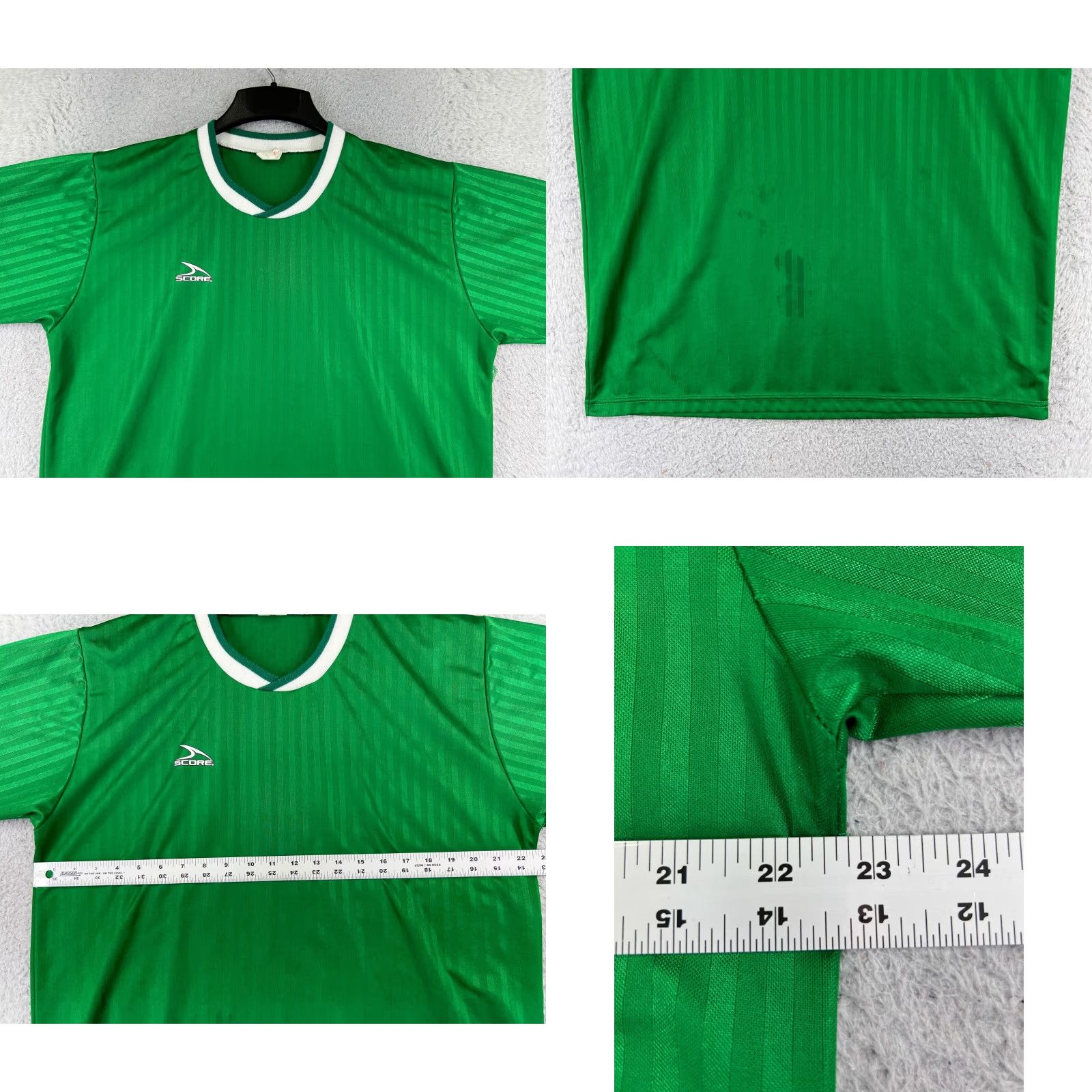 Vintage VINTAGE Score Soccer Jersey Adult XL Green Stripe Shiny Made USA #57 Size US XL / EU 56 / 4 - 8 Thumbnail