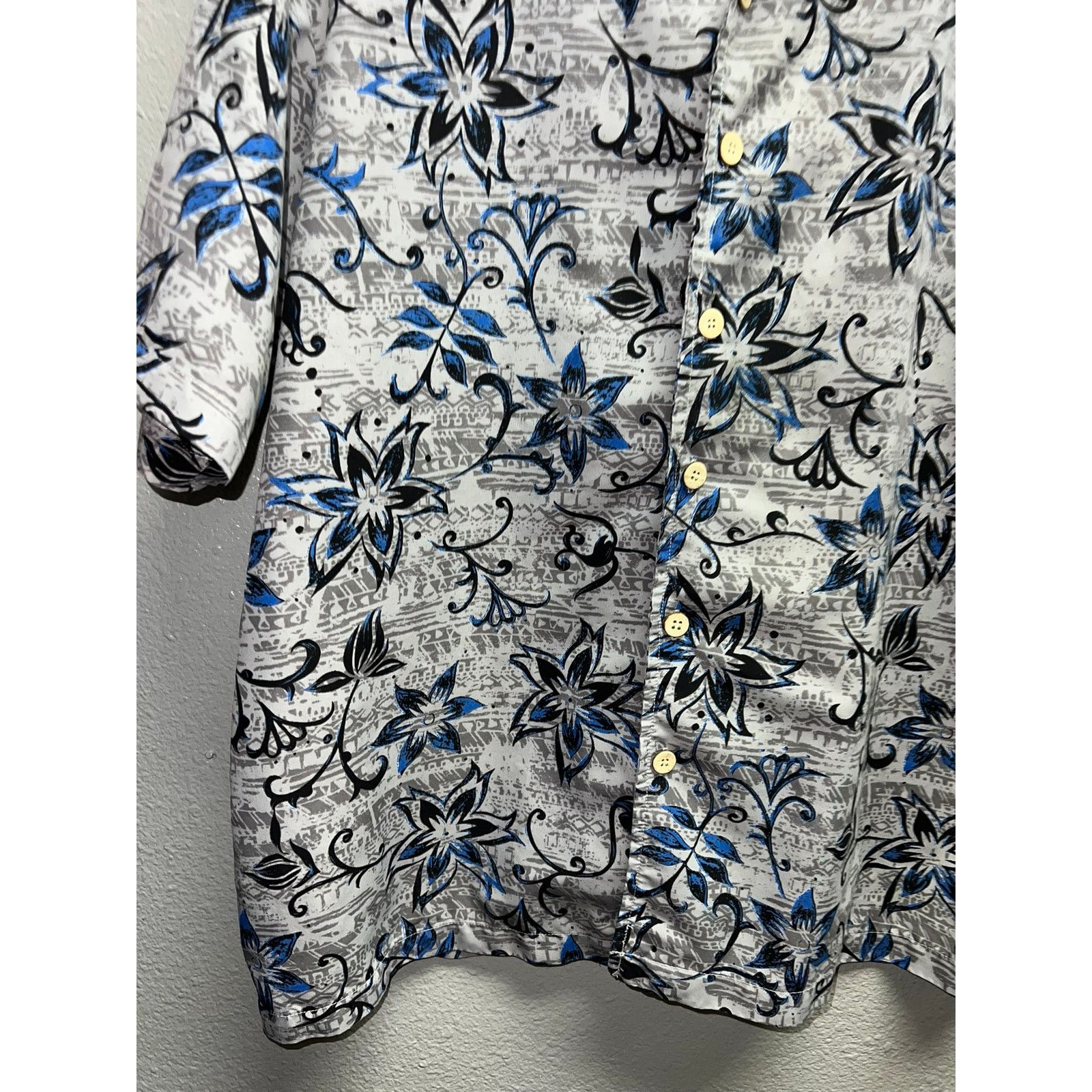 Vintage Street Culture Button Up Shirt Gray blue Floral Taiwan Large Size US L / EU 52-54 / 3 - 5 Thumbnail