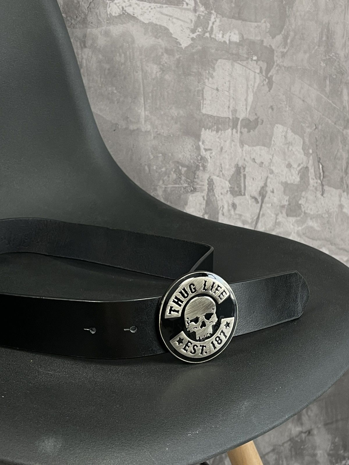 Hysteric Glamour Y2K Big Metal Buckle “Thug Life” Streetwear Black Belt Size ONE SIZE - 7 Thumbnail