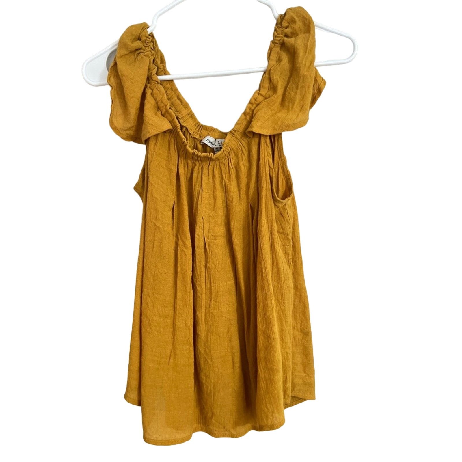 Other Speed Limit Crop Top Juniors XL Mustard Smoched Puff Sleeve Size XL / US 12-14 / IT 48-50 - 1 Thumbnail