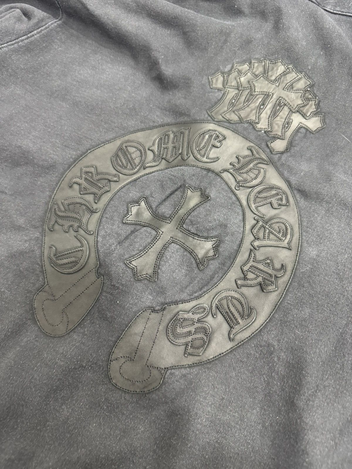 Chrome hearts Hoodie Dagger Leather Patch Horseshoe Spellout