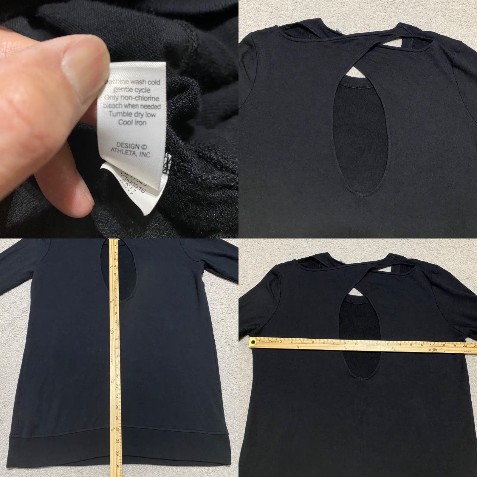 Athleta Athleta Sweatshirt Women M Black Solid Crew Neck Pullover Lightweight, Stretch, Breathable Activewear Yoga 1736 Size M / US 6-8 / IT 42-44 - 8 Thumbnail