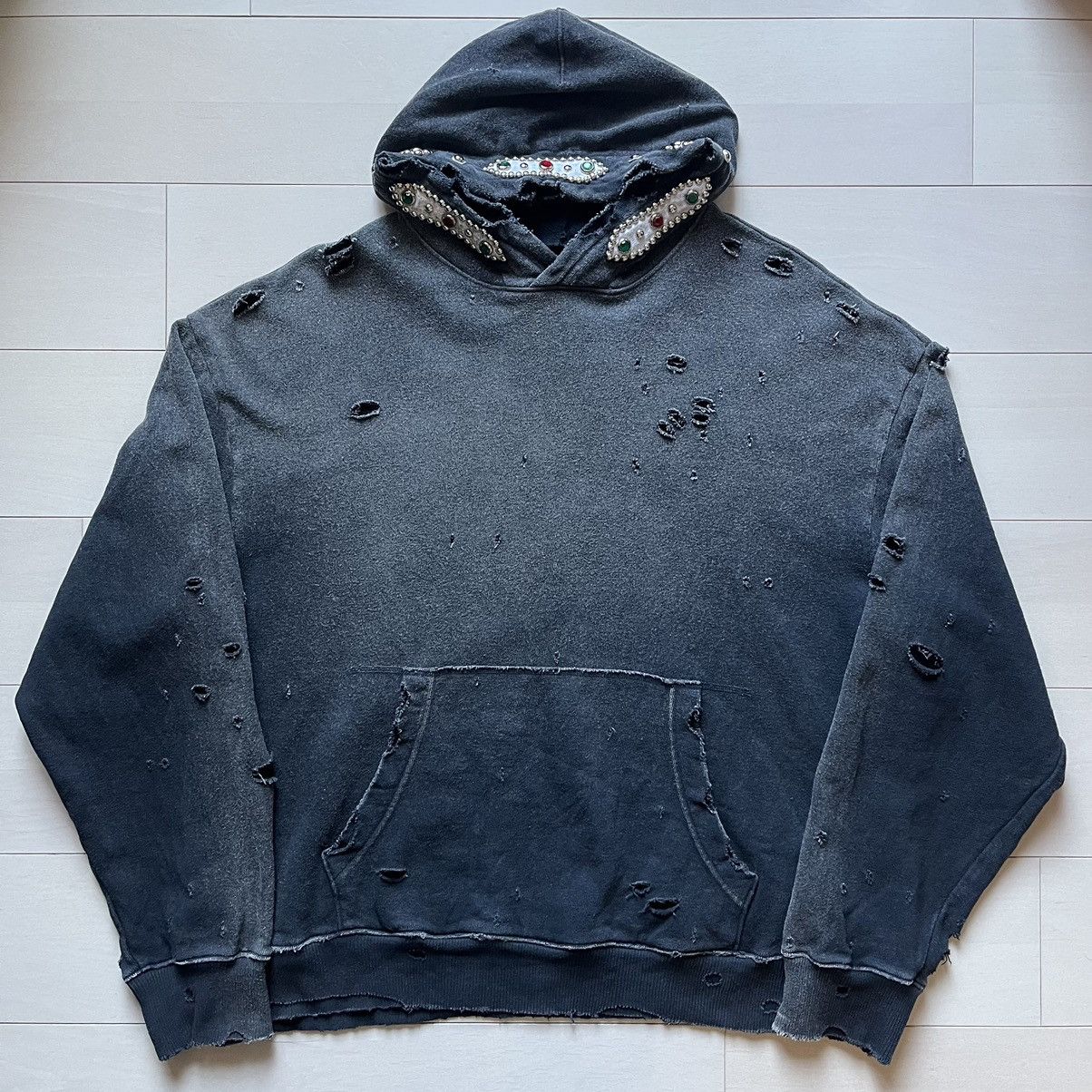 Kapital Kapital Thriller distressed Fleece Hoodie Sweat Studs 