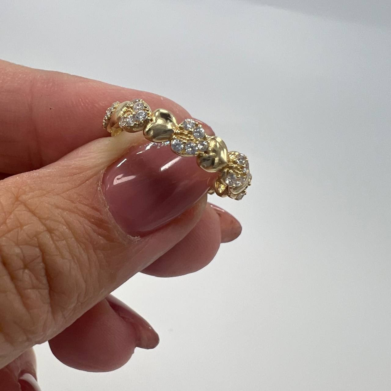 Other New 14K Solid Gold Ring 1.7g – Heart and Stones Band Design Size ONE SIZE - 8 Thumbnail