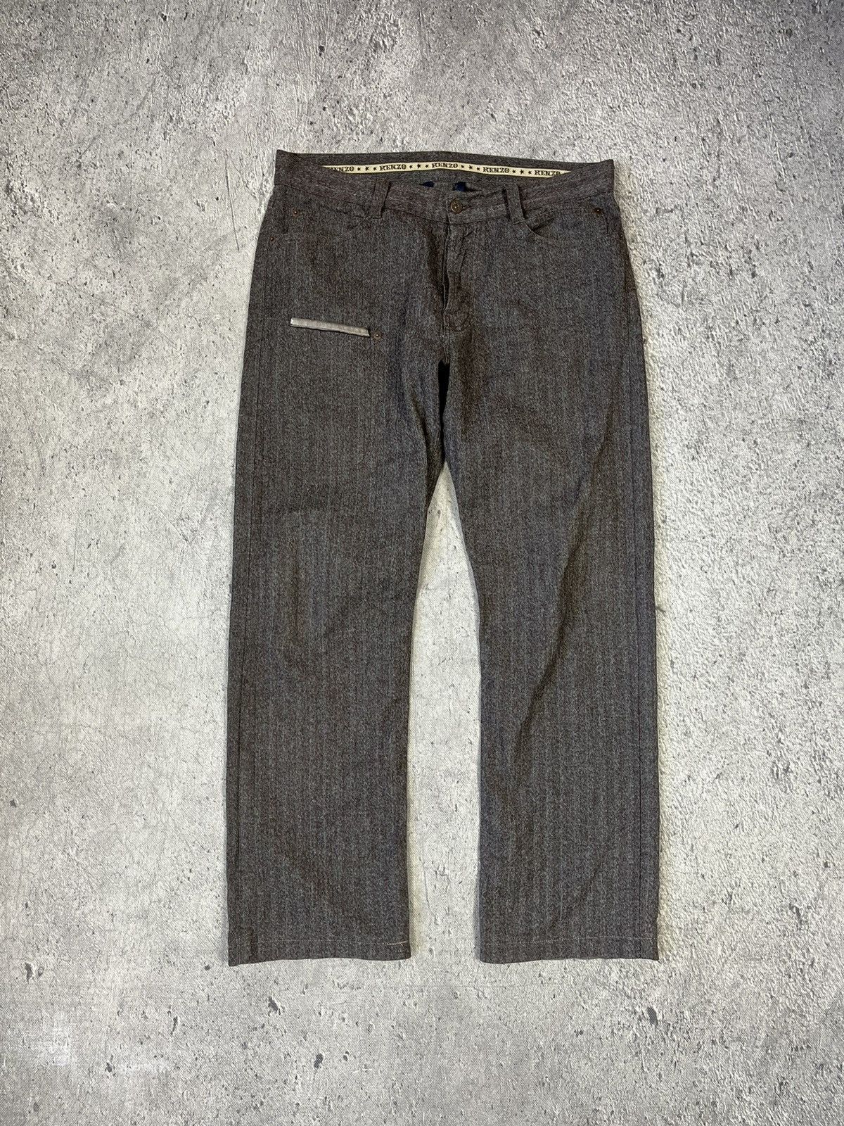 Kenzo × Vintage Kenzo Homme - Vintage Stripes Brown Pants Regular Fit 34 Size US 34 / EU 50 - 1 Thumbnail