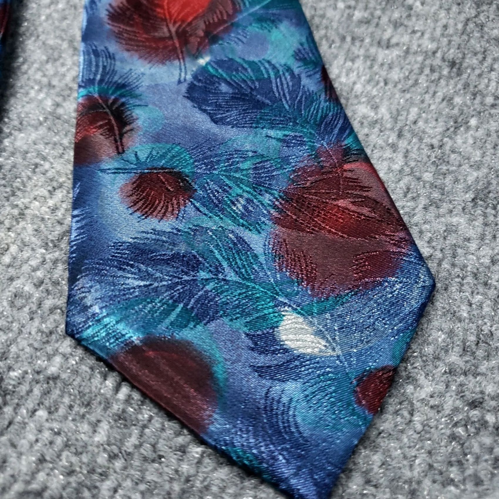McGregor VINTAGE McGregor Tie Mens Blue Leaves Textured Necktie Designer USA Size ONE SIZE - 4 Thumbnail