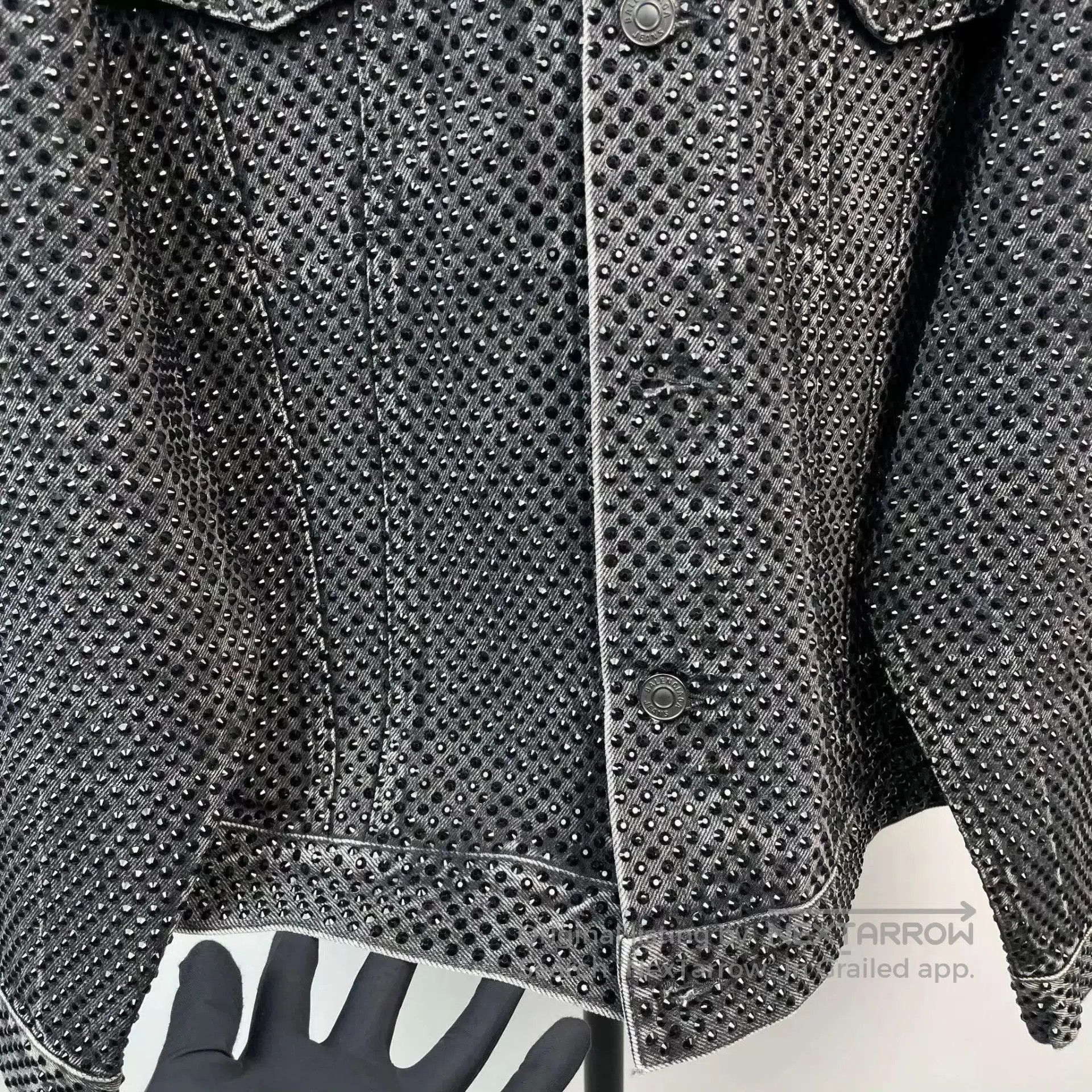 Balenciaga Black Perforated Denim Jacket Size S. Size US S / EU 44-46 / 1 - 9 Thumbnail