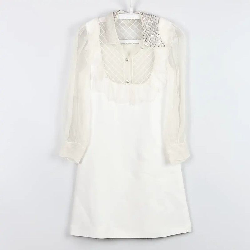 Miu Miu Miu Miu White Long Sleeve Dress 0089 Size ONE SIZE - 1 Thumbnail