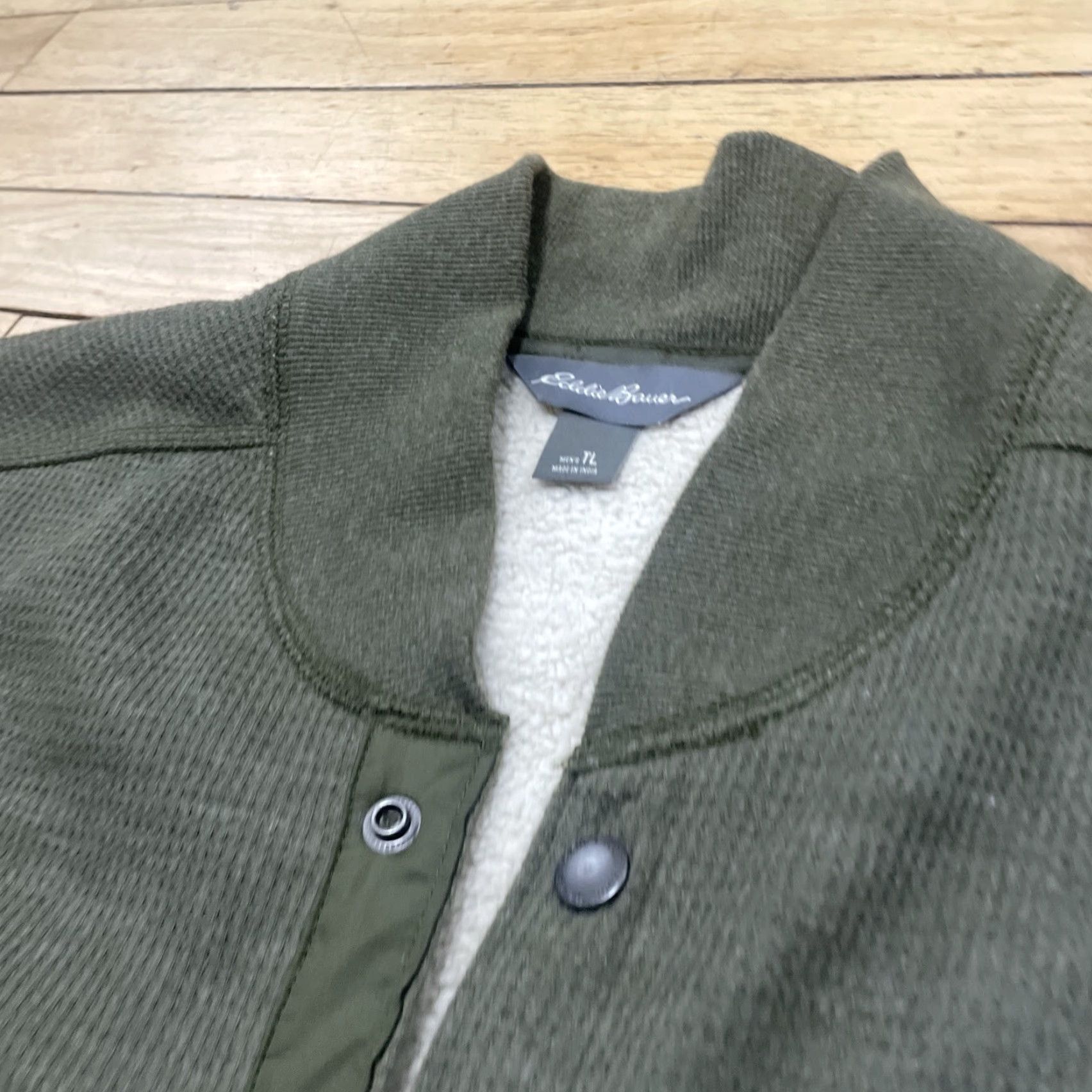 Eddie Bauer Eddie Bauer Fleece Waffle Knit Thermal Shirt Men LT Green Pique Olive Earthy Capsule Large Tall LT Green Thermal Waffle Knit Shirt Mens Size US L / EU 52-54 / 3 - 7 Thumbnail