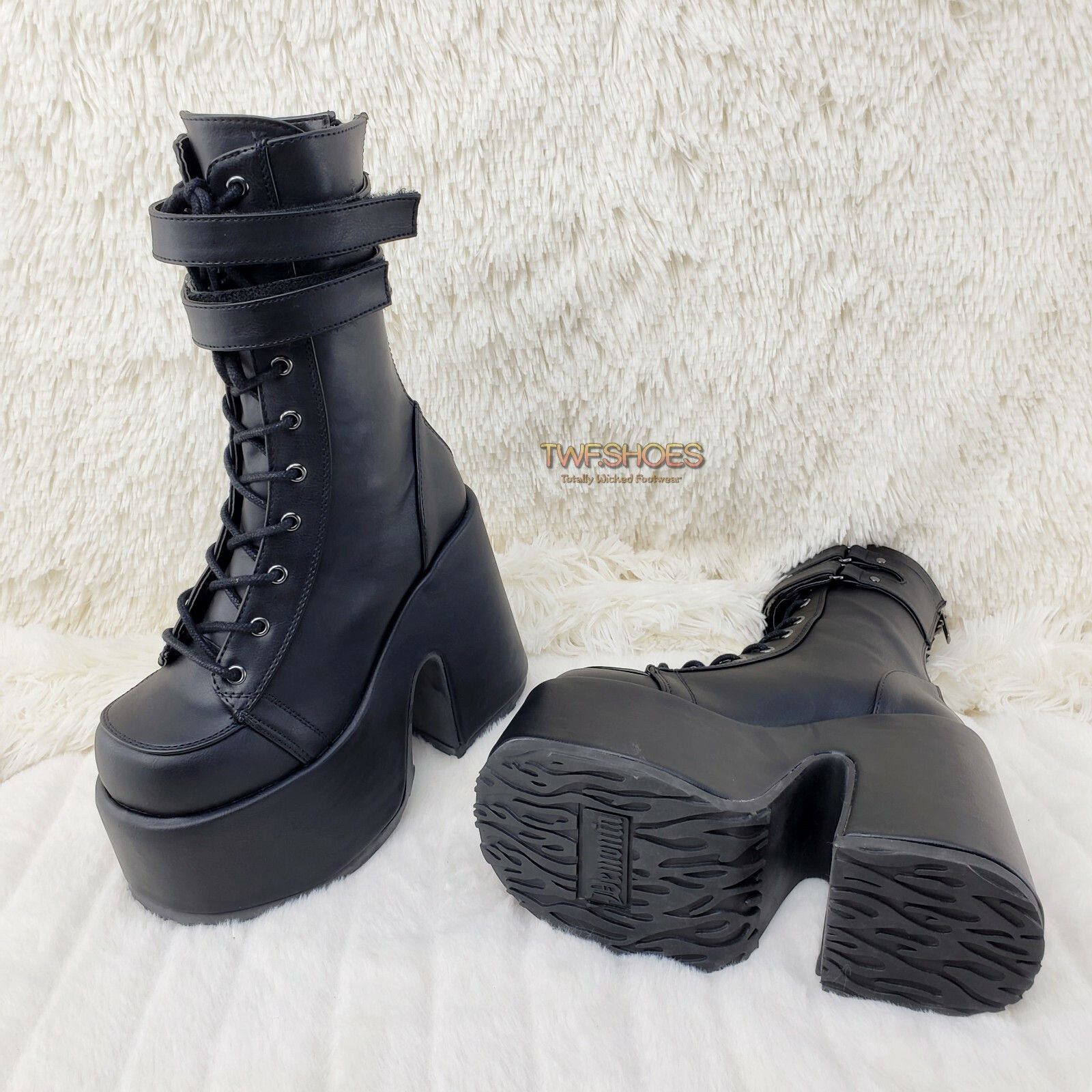 Other Camel 250 Stacked Black Matte Platform Goth Punk Calf Boot I Size US 10 / IT 40 - 5 Thumbnail