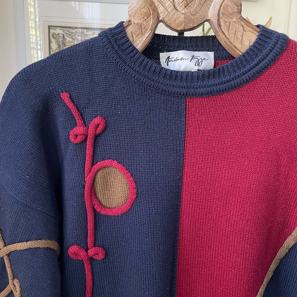 Andrew Fezza Vintage 90s Andrew Fezza 3D Knit Sweater MET MMA Exhibit Des Size US L / EU 52-54 / 3 - 2 Thumbnail
