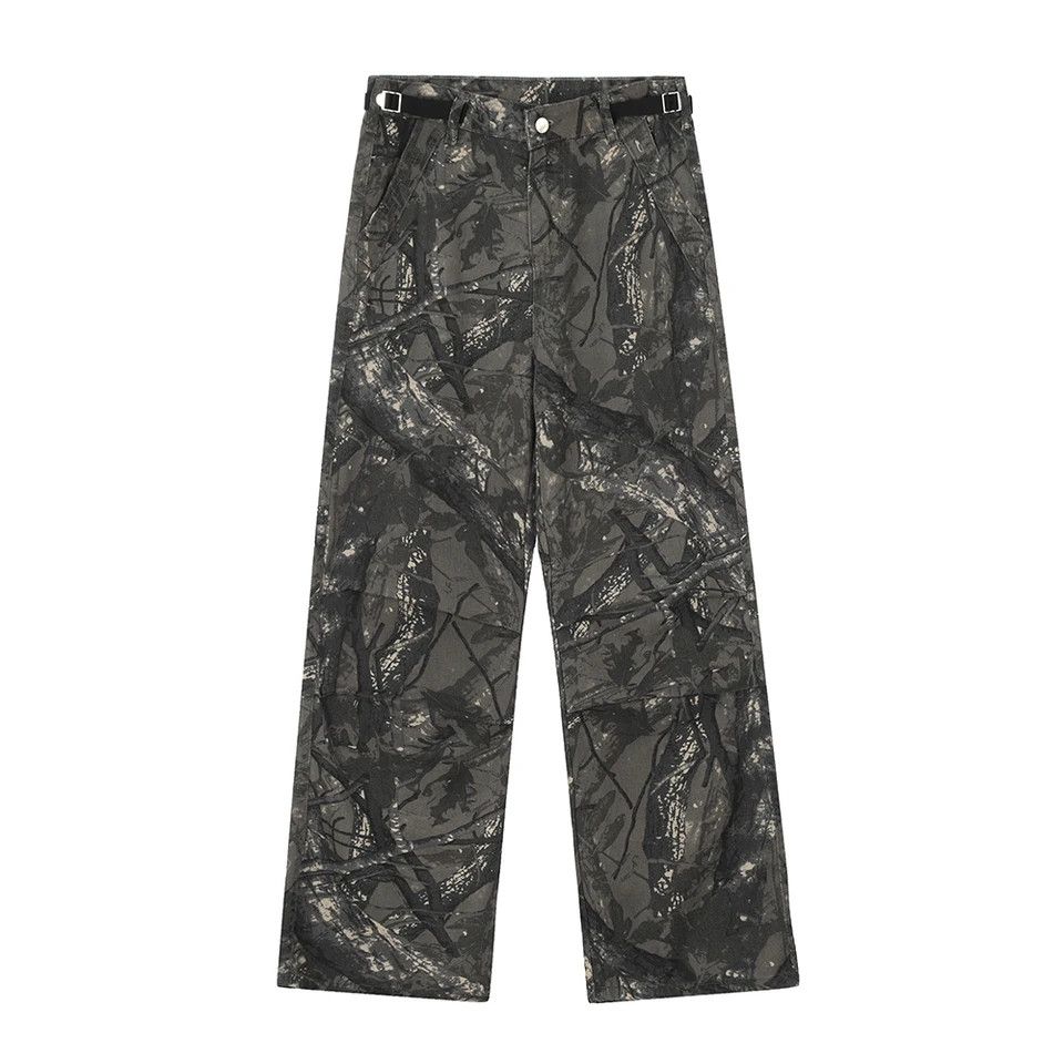 Designer Knee Pleated Branches Camouflage Cargo Size US 33 - 1 Thumbnail