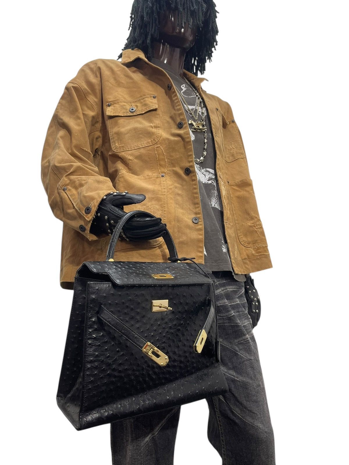 If Six Was Nine Kelly Bag Vtg Des Rossa Ostritch Leather Hermes margiela Size ONE SIZE - 2 Thumbnail