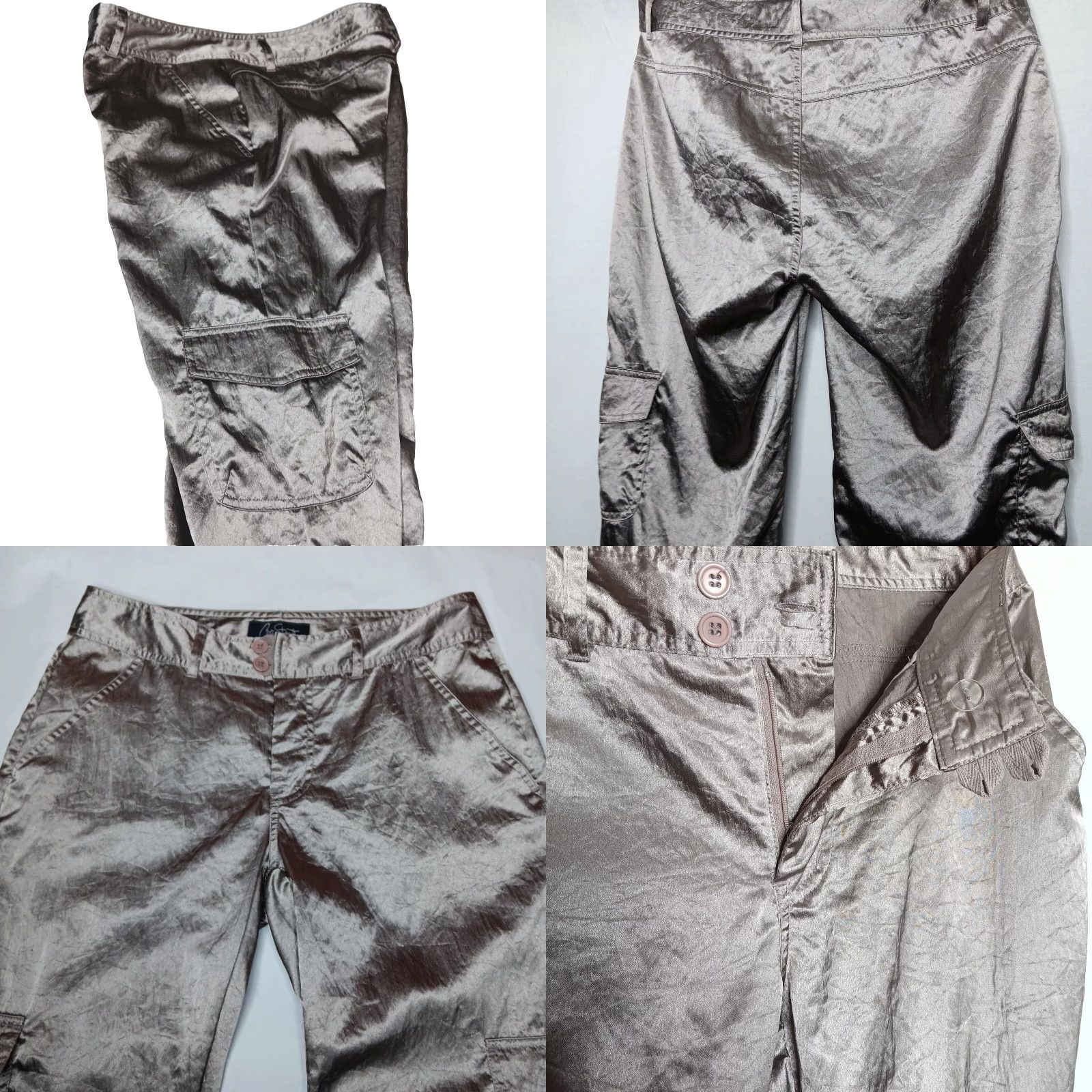 Vintage VINTAGE City Streets Cargo Pants Size 7 Shimmery Silver Nylon Bootcut Womens Size 28" / US 6 / IT 42 - 8 Thumbnail
