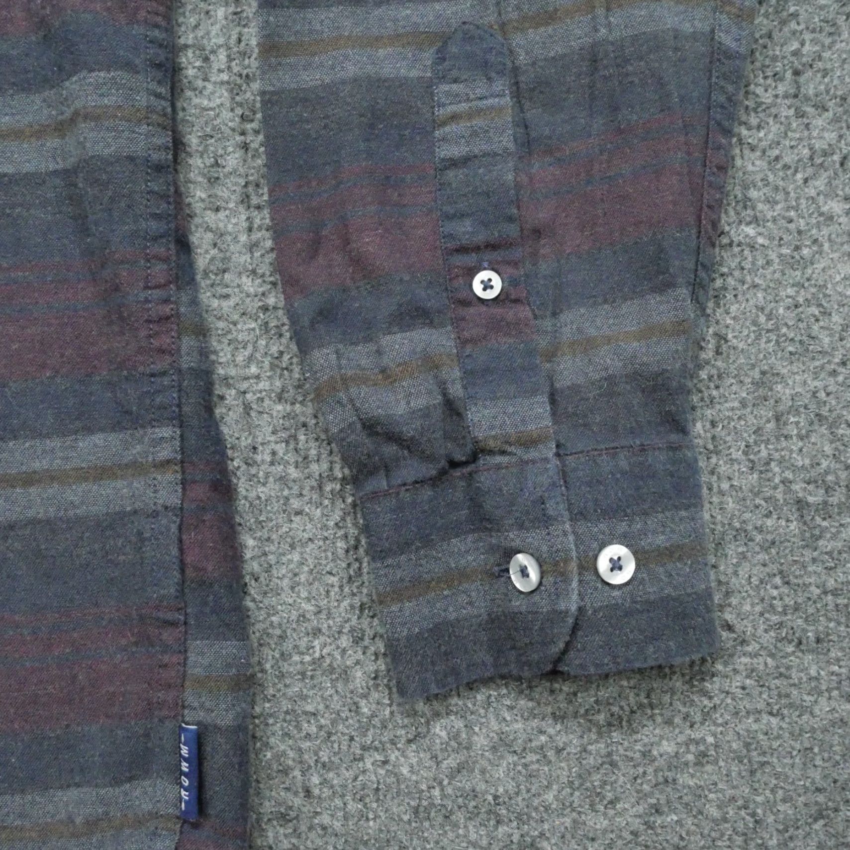 Vintage Rowm Shirt Button-Up Mens Large Grey Purple Striped Cotton Size US L / EU 52-54 / 3 - 2 Thumbnail