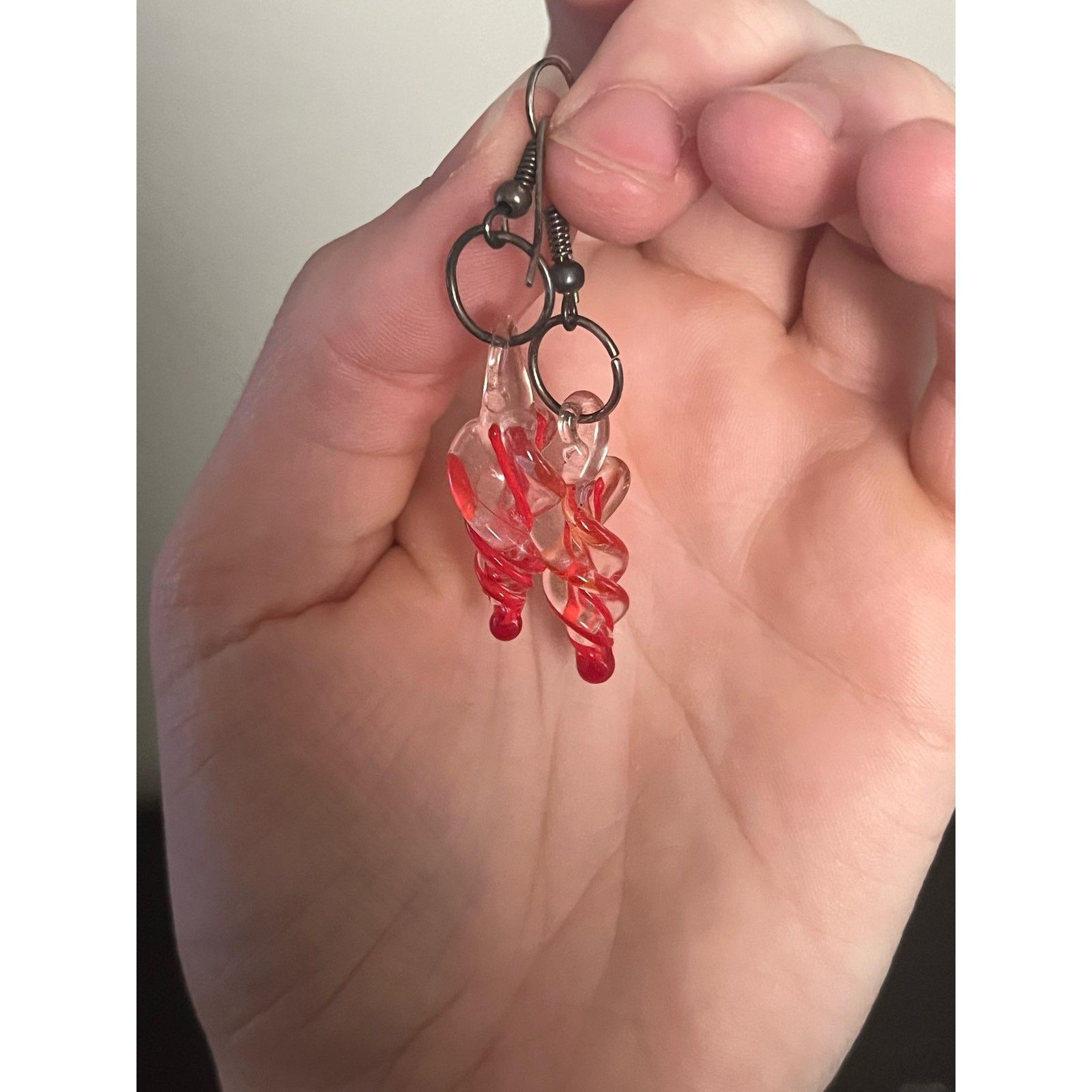 Handmade Blown Glass Twisty Spiral Earrings Size ONE SIZE - 2 Thumbnail