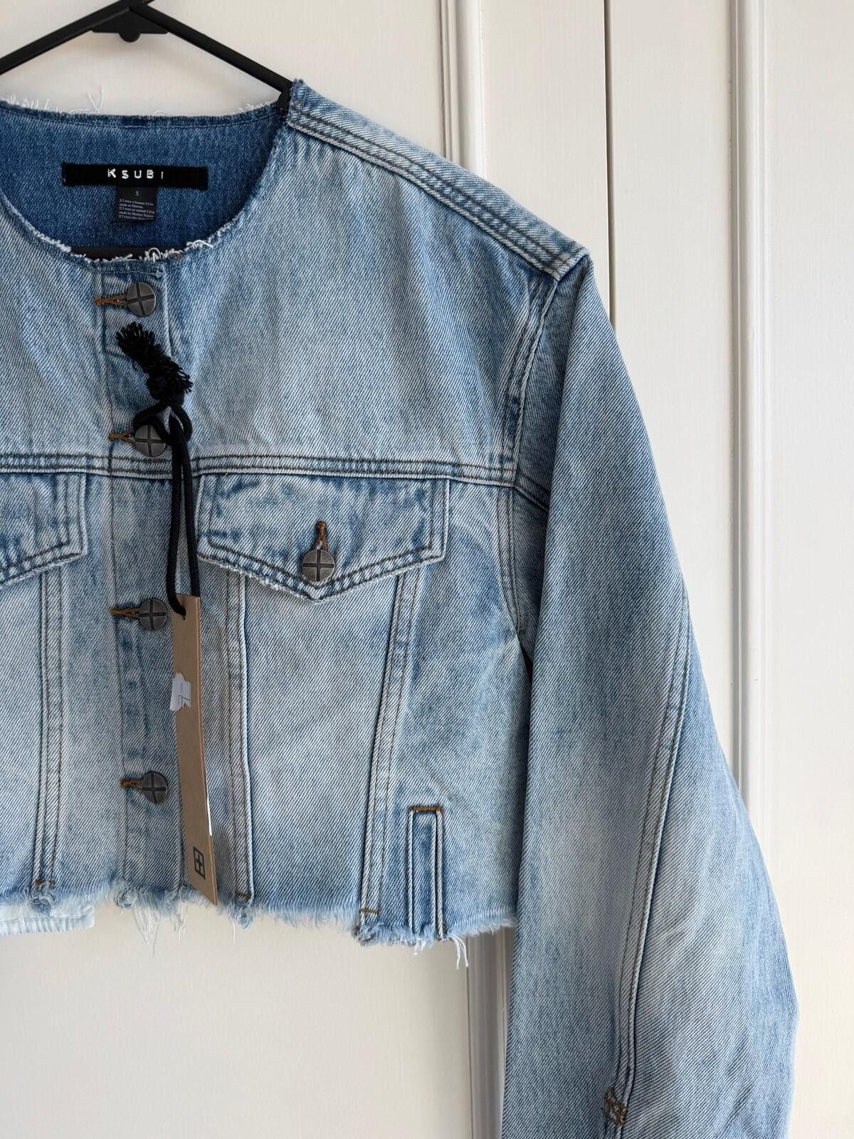 Ksubi new Ksubi womens denim Jacket top small s 8 blue torn up 2 Size S / US 4 / IT 40 - 5 Thumbnail