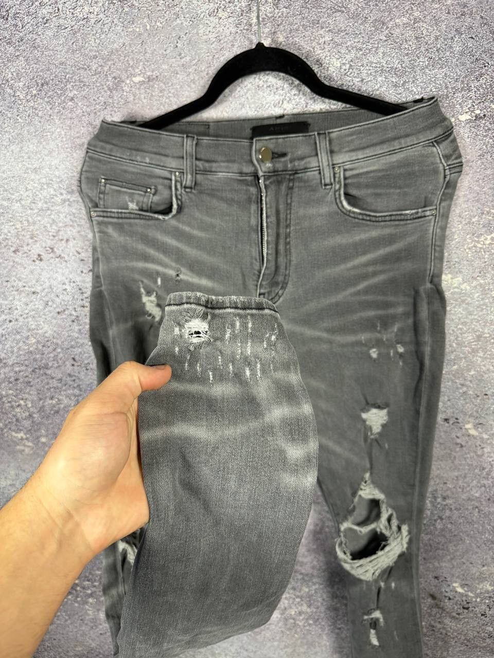 Amiri Amiri MX1 Jean Gray Distressed Skinny Women's Size 30 Size 30" / US 8 / IT 44 - 9 Thumbnail
