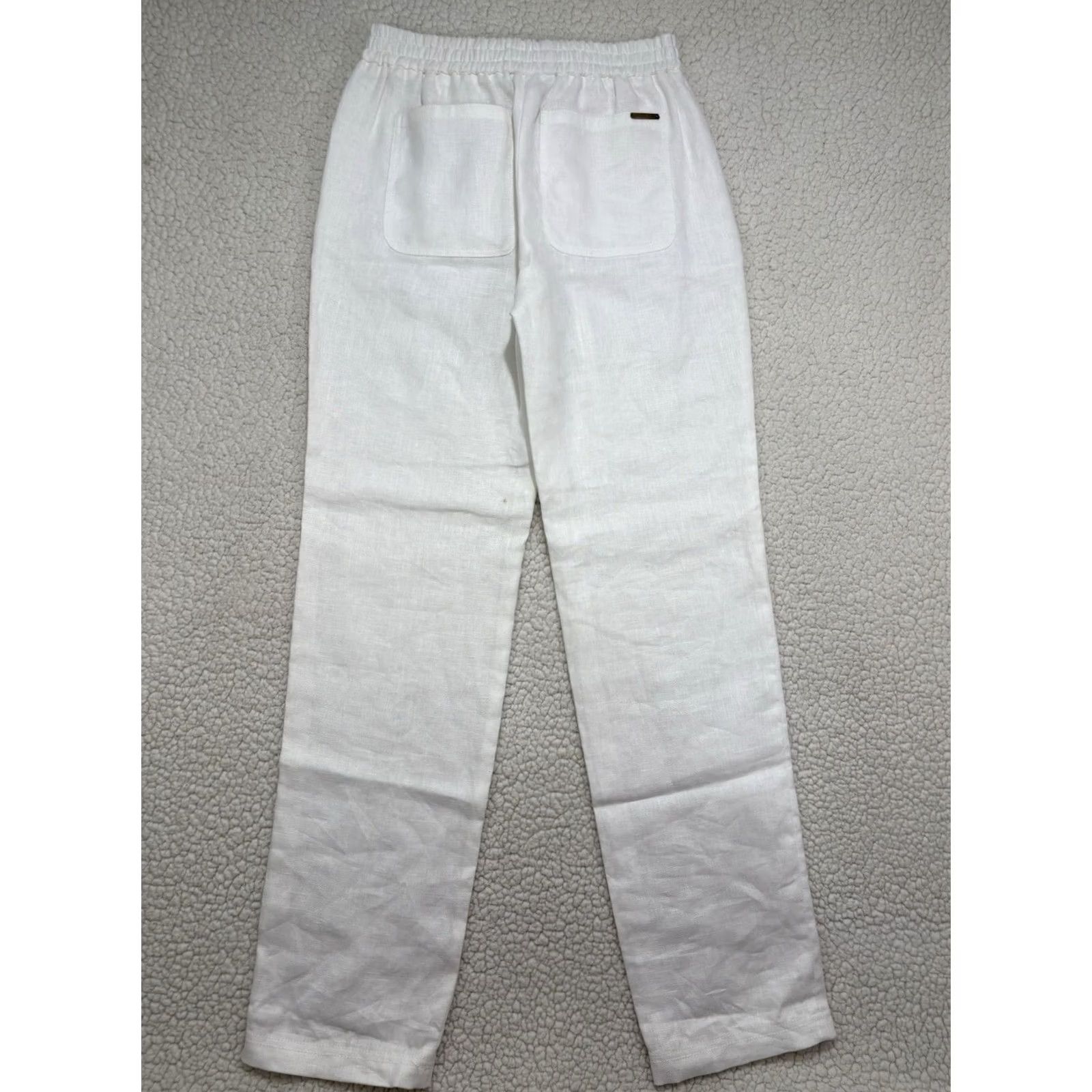 Michael Kors Michael Kors White Linen Pants Slacks Straight Leg Womens Sz 2 Drawstring Linen Size 26" / US 2 / IT 38 - 5 Thumbnail