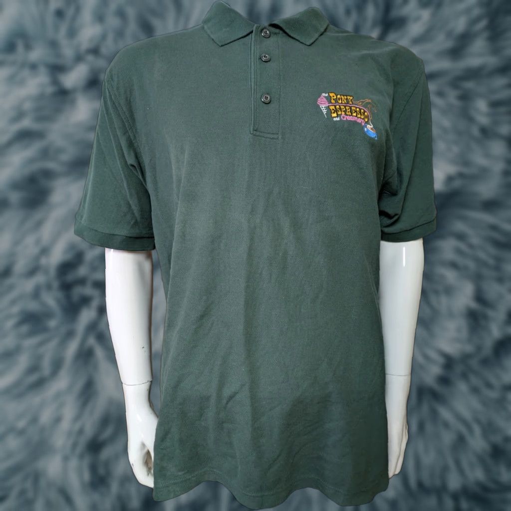 PONY VINTAGE Pony Espresso & Creamery Sun RV Resorts Polo Shirt XL Berlin MD Frontier Town Shirt Mens XL Green Polo Rugby Size US XL / EU 56 / 4 - 1 Thumbnail