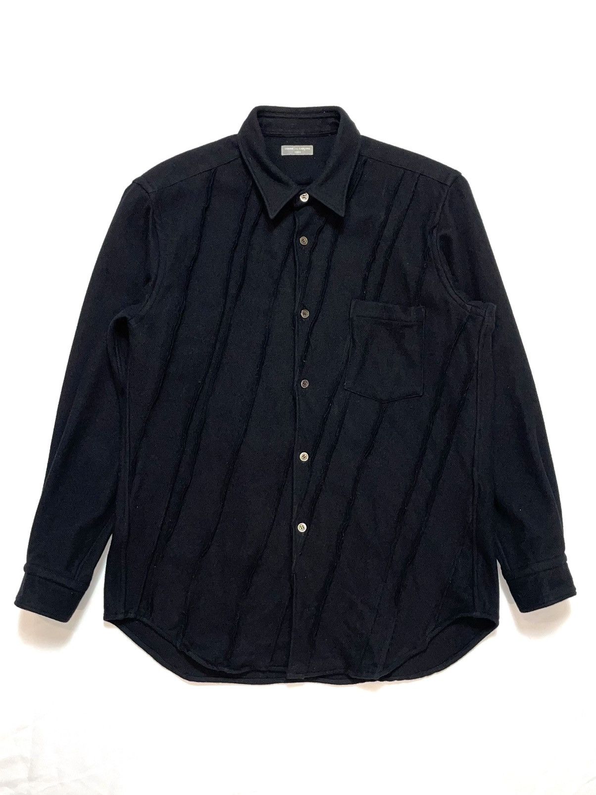 Comme des Garcons Homme A/W 2000 COMME des GARCONS HOMME Diagonal Cut Wool Shirt Size US M / EU 48-50 / 2 - 1 Thumbnail