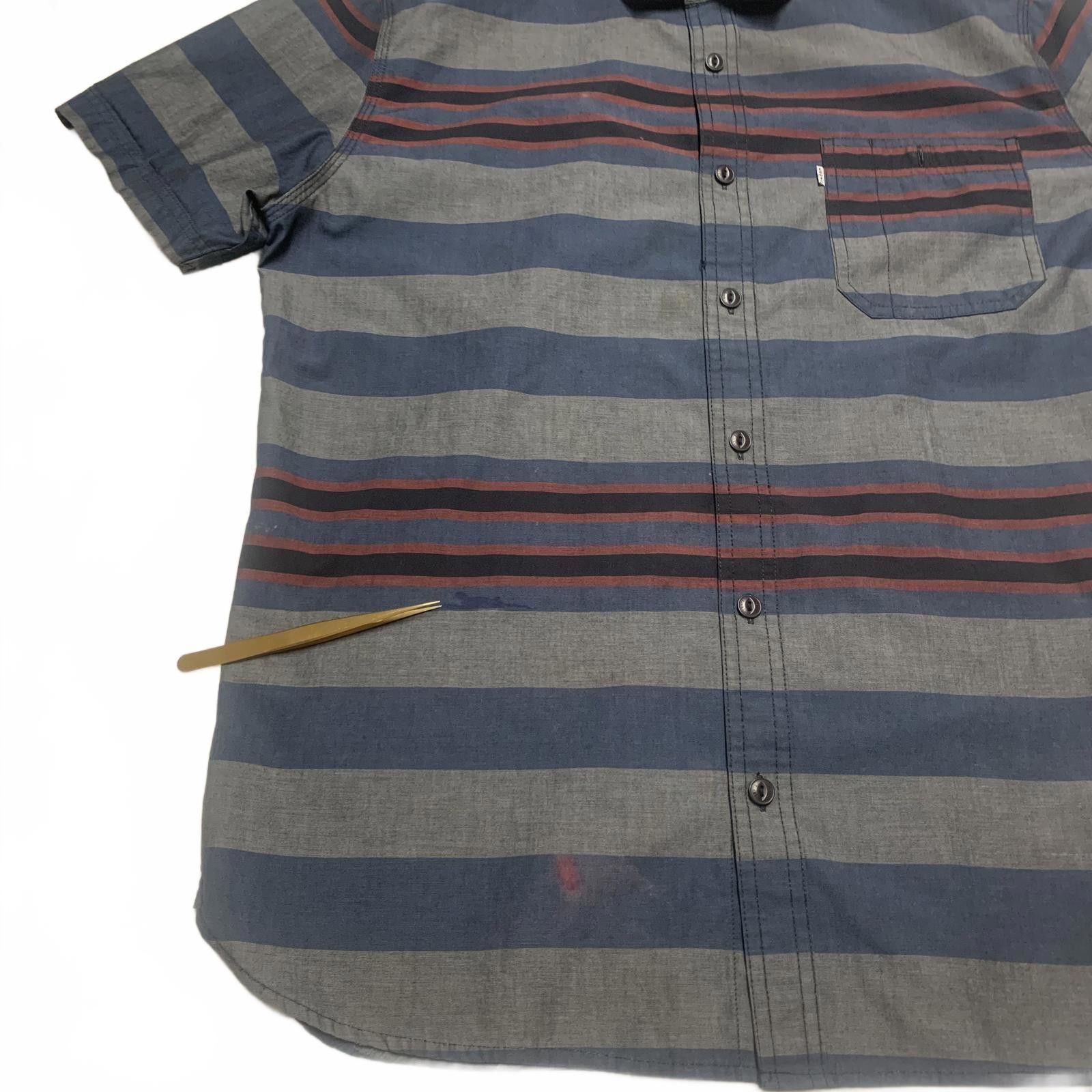Levi's Levis Mens Size Large Blue Gray Striped Short Sleeve Shirt Size US L / EU 52-54 / 3 - 3 Thumbnail