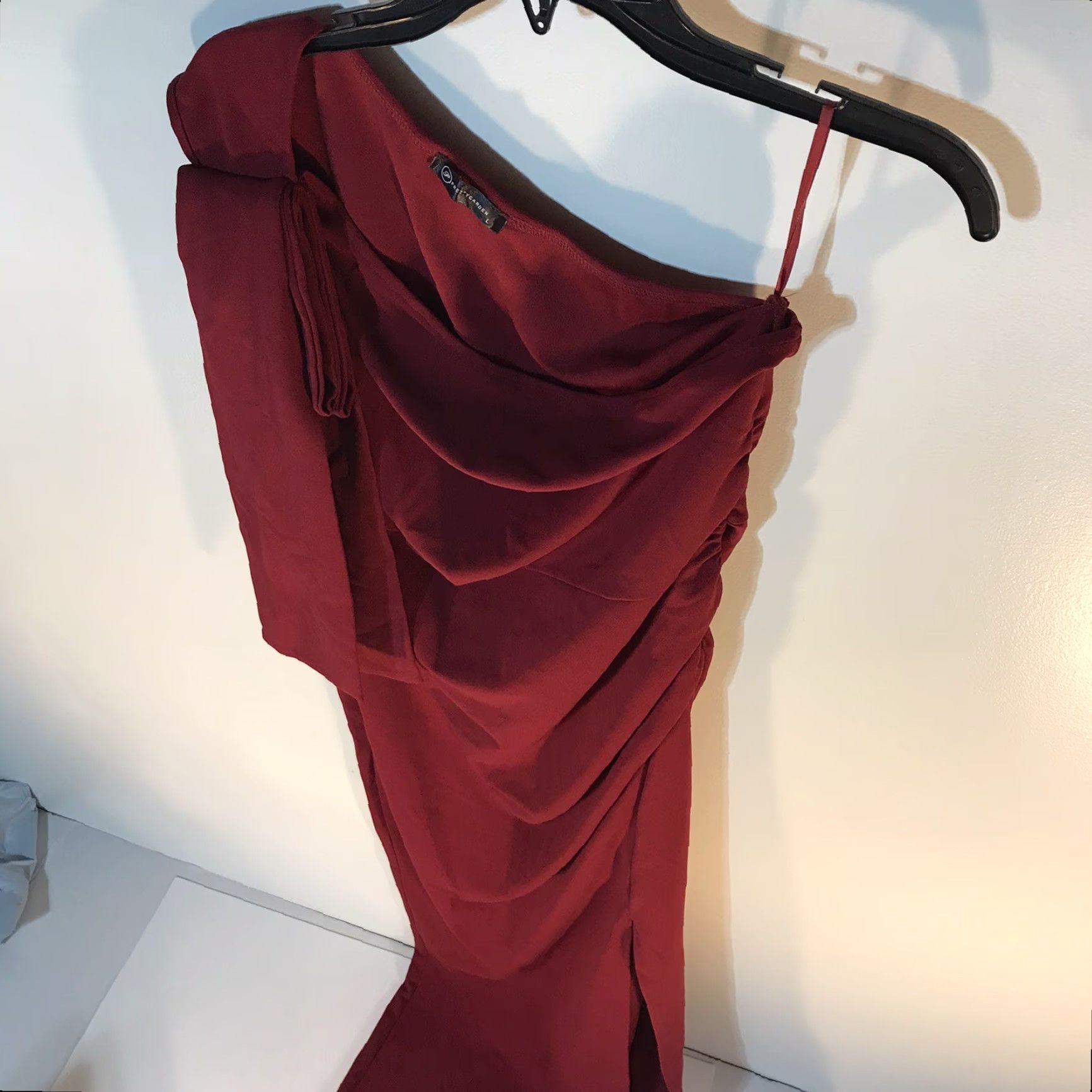 Vintage PRETTY GARDEN Red One-Shoulder Maxi Dress Womens Size L Formal Size L / US 10 / IT 46 - 2 Thumbnail