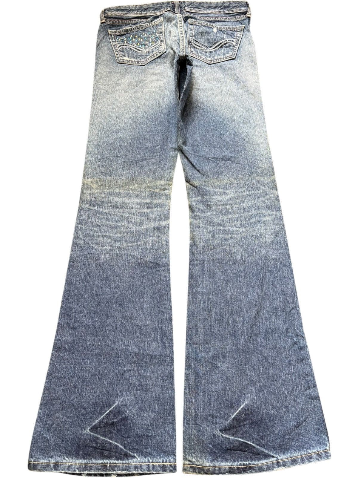 Edwin Vintage Vienus Mud Wash Distress Low Rise Flare Jeans Size 29" - 2 Thumbnail