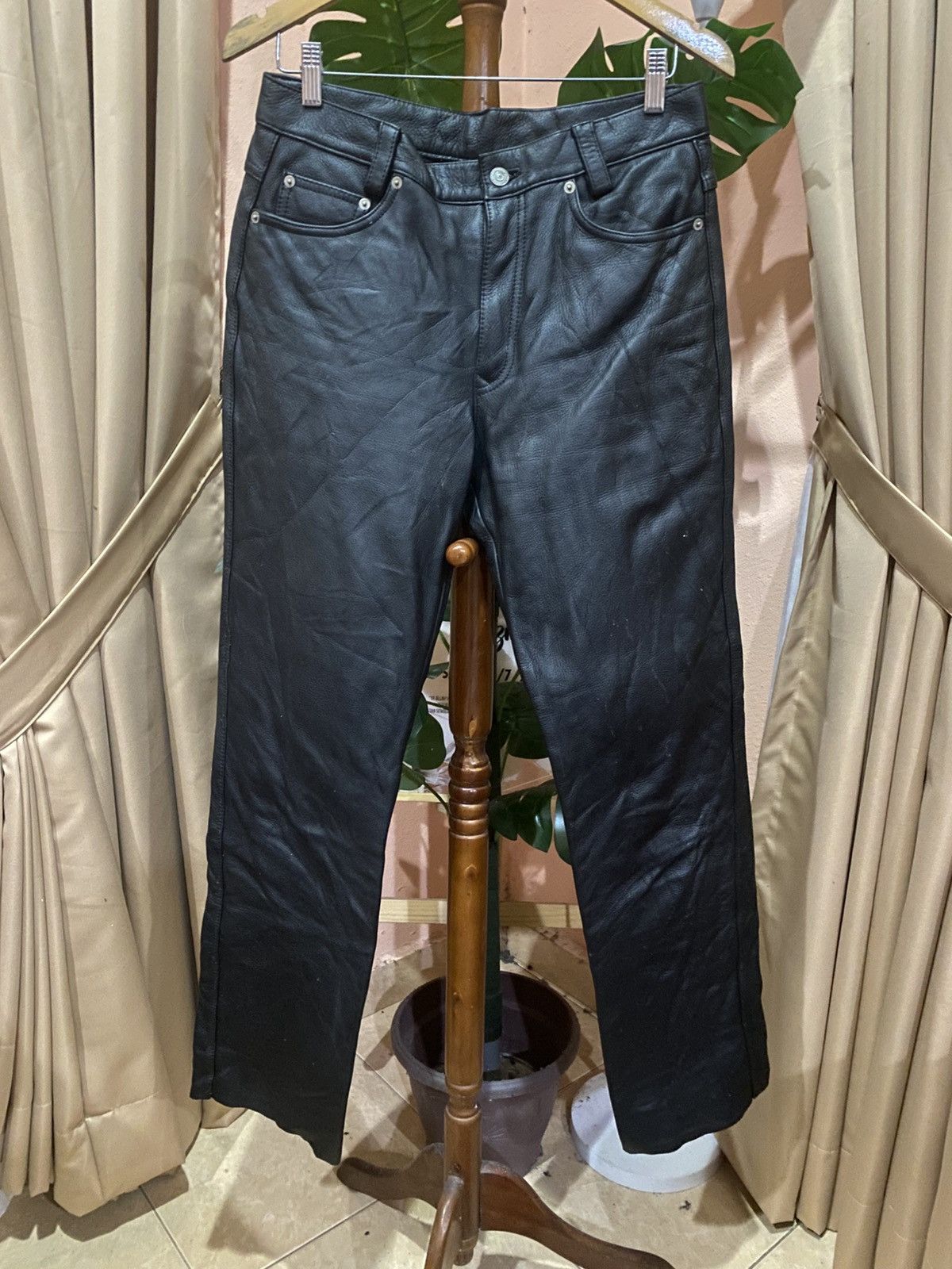 Genuine Leather Vintage Black Korean Leather Pants by Jeans Infinite World Size US 30 / EU 46 - 3 Thumbnail