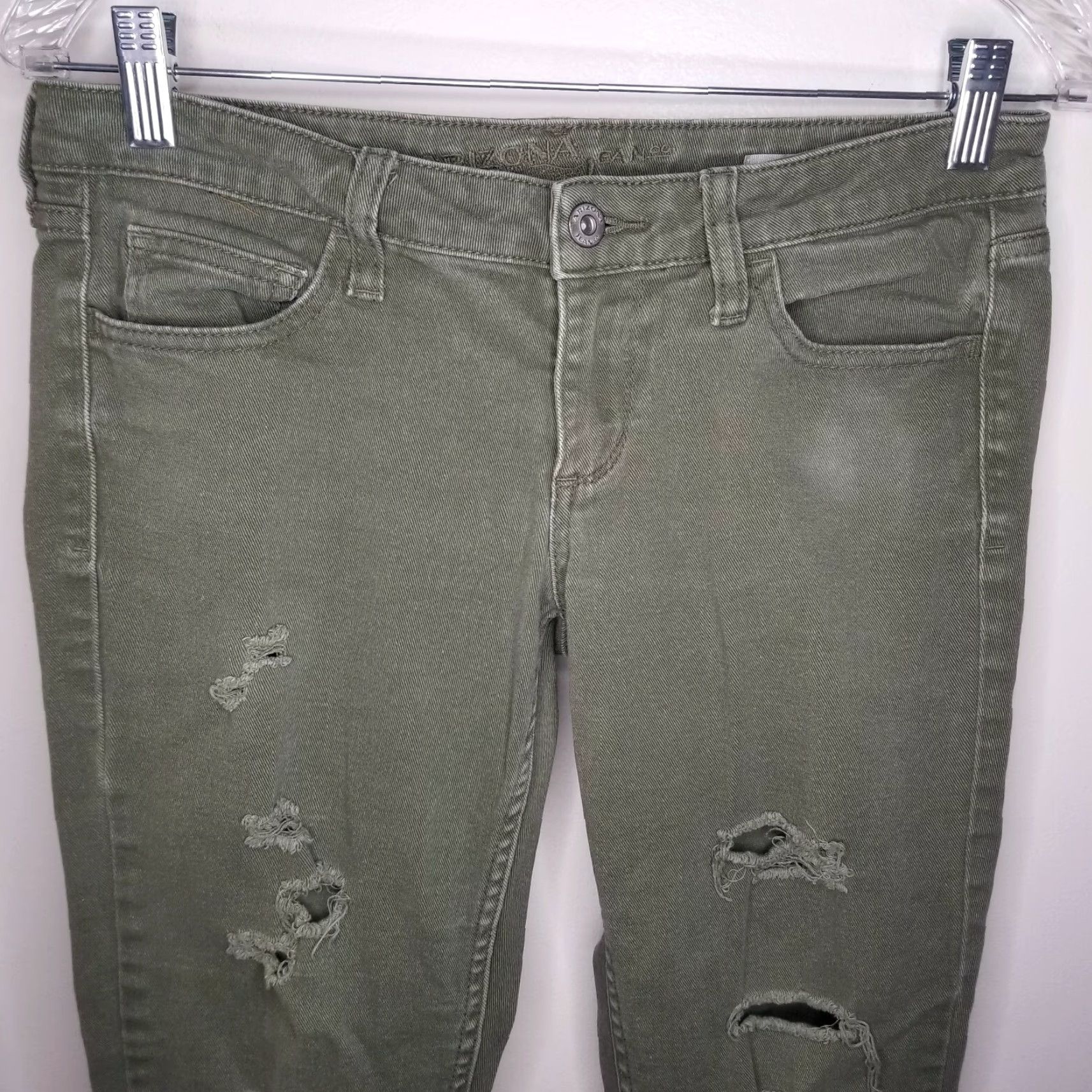 Vintage Arizona Jeans Jeans Skinny Distressed Green Size 7 Womens Size 28" / US 6 / IT 42 - 3 Thumbnail