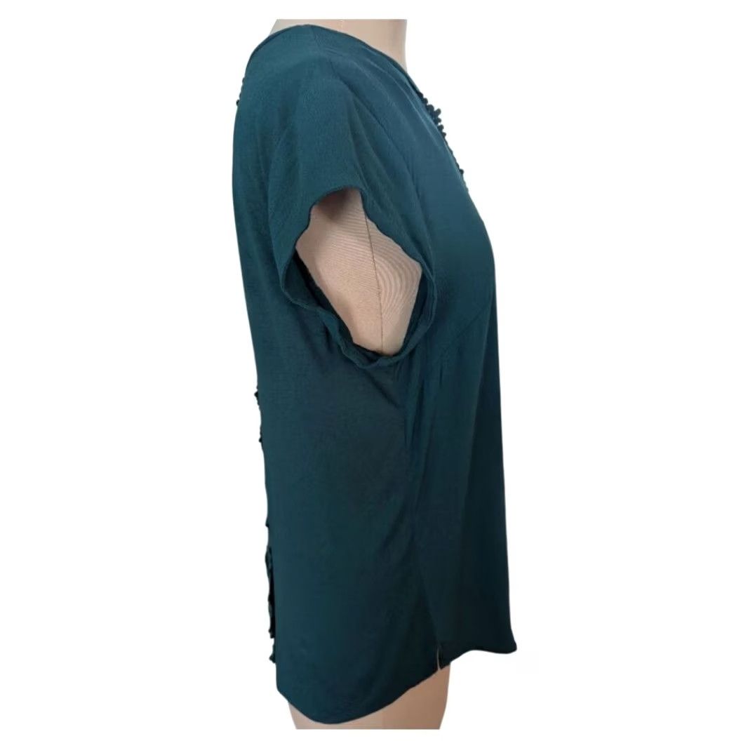 Rains Daniel Rain Lace Embroidered Dark Green Blouse Womens L Regular Shirt Size L / US 10 / IT 46 - 3 Thumbnail