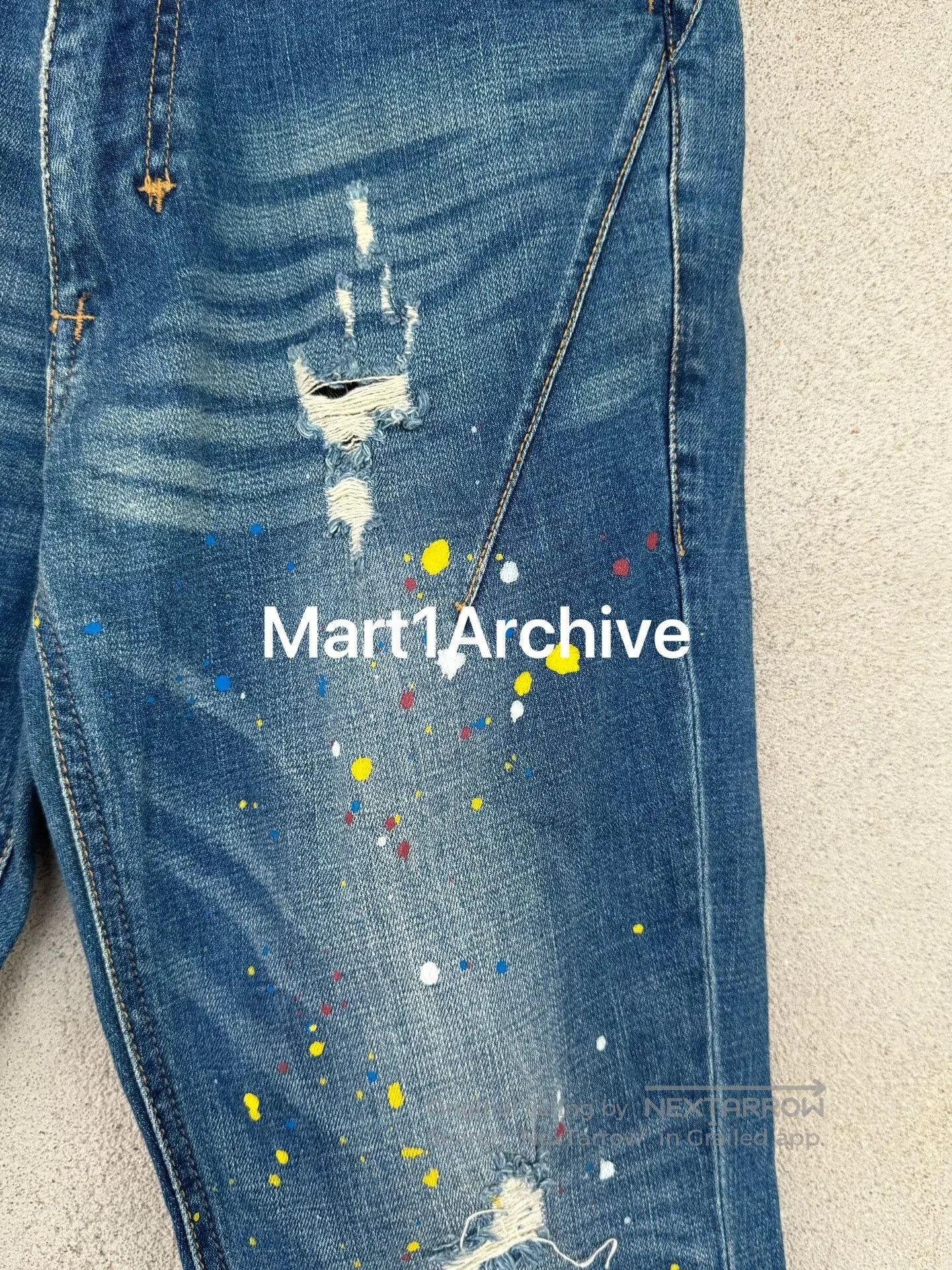 Number (N)ine Number Nine Splatter Washed Blue Jeans. Size US 30 / EU 46 - 4 Thumbnail