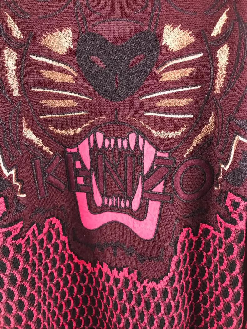 Kenzo KENZO Wine red embroidered wool sweater Size US M / EU 48-50 / 2 - 5 Thumbnail
