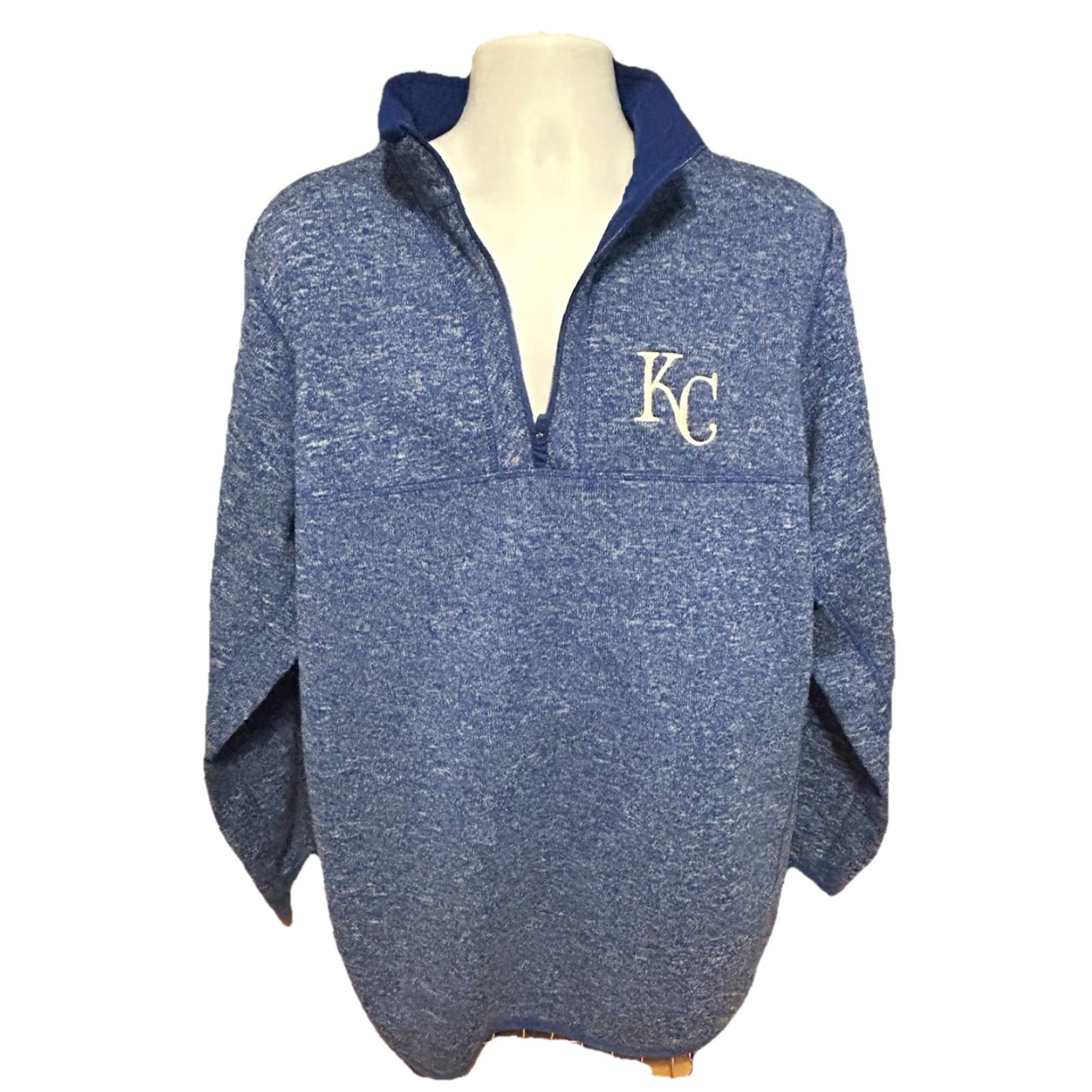 Vintage Antigua Kansas City Royals 1/4 Zip Pullover Men 2XL Heather Blue Size US XXL / EU 58 / 5 - 5 Thumbnail