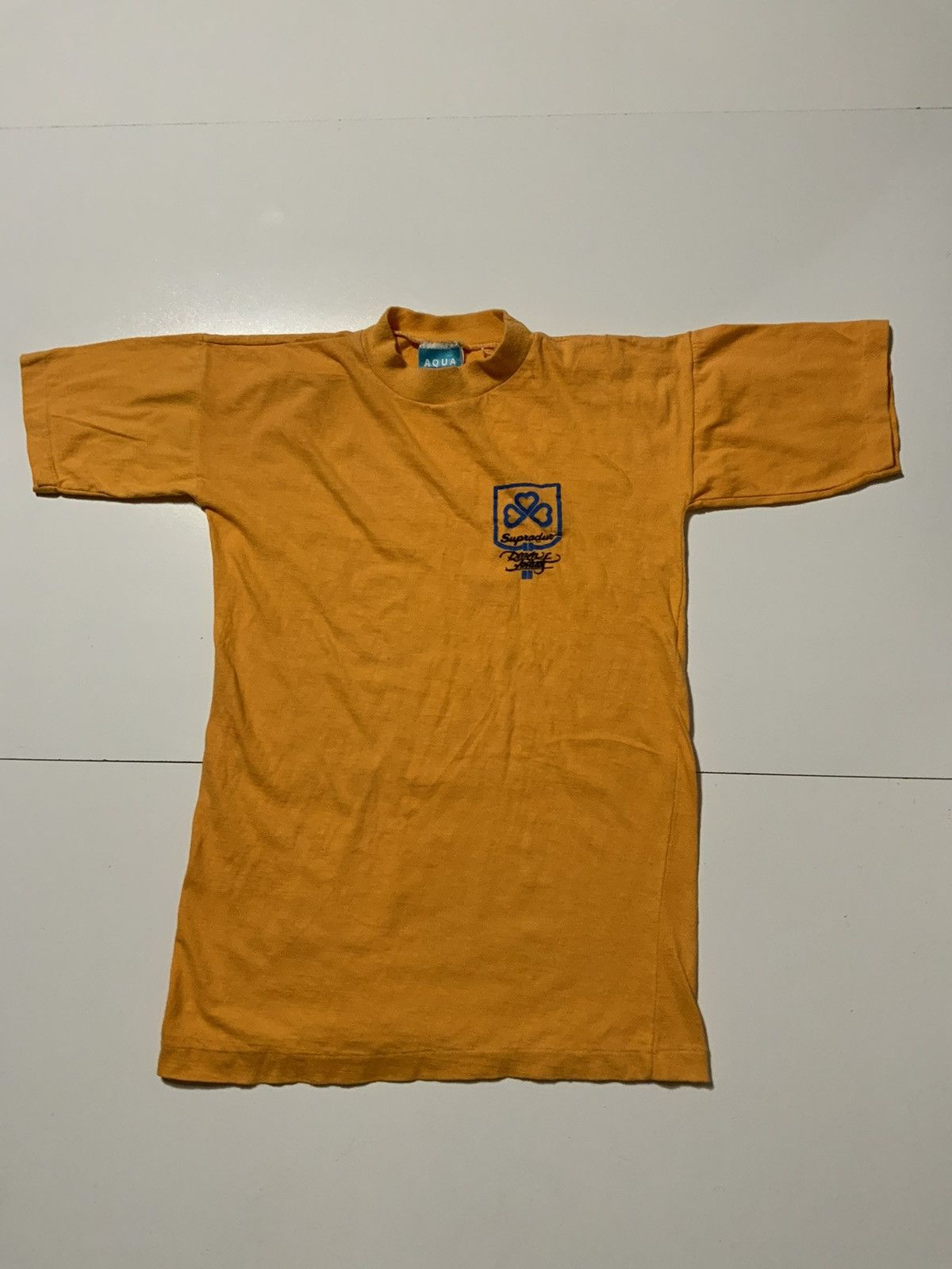 Vintage Vintage 80s Aqua Blues Supradur Single Stitch T-Shirt Size US M / EU 48-50 / 2 - 1 Thumbnail