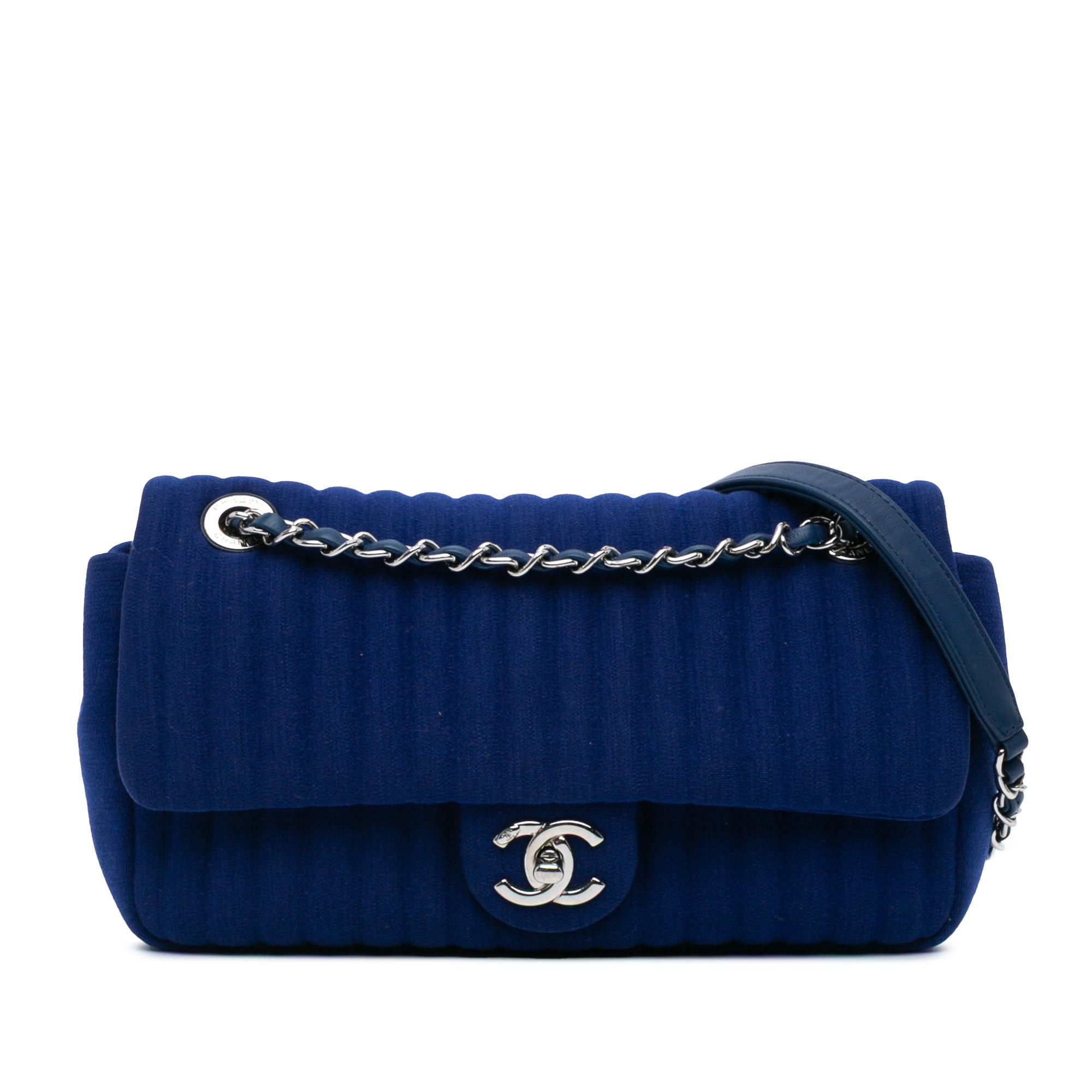 Chanel Chanel Medium Vertical Quilted Jersey Chain Flap Blue Size ONE SIZE - 1 Thumbnail