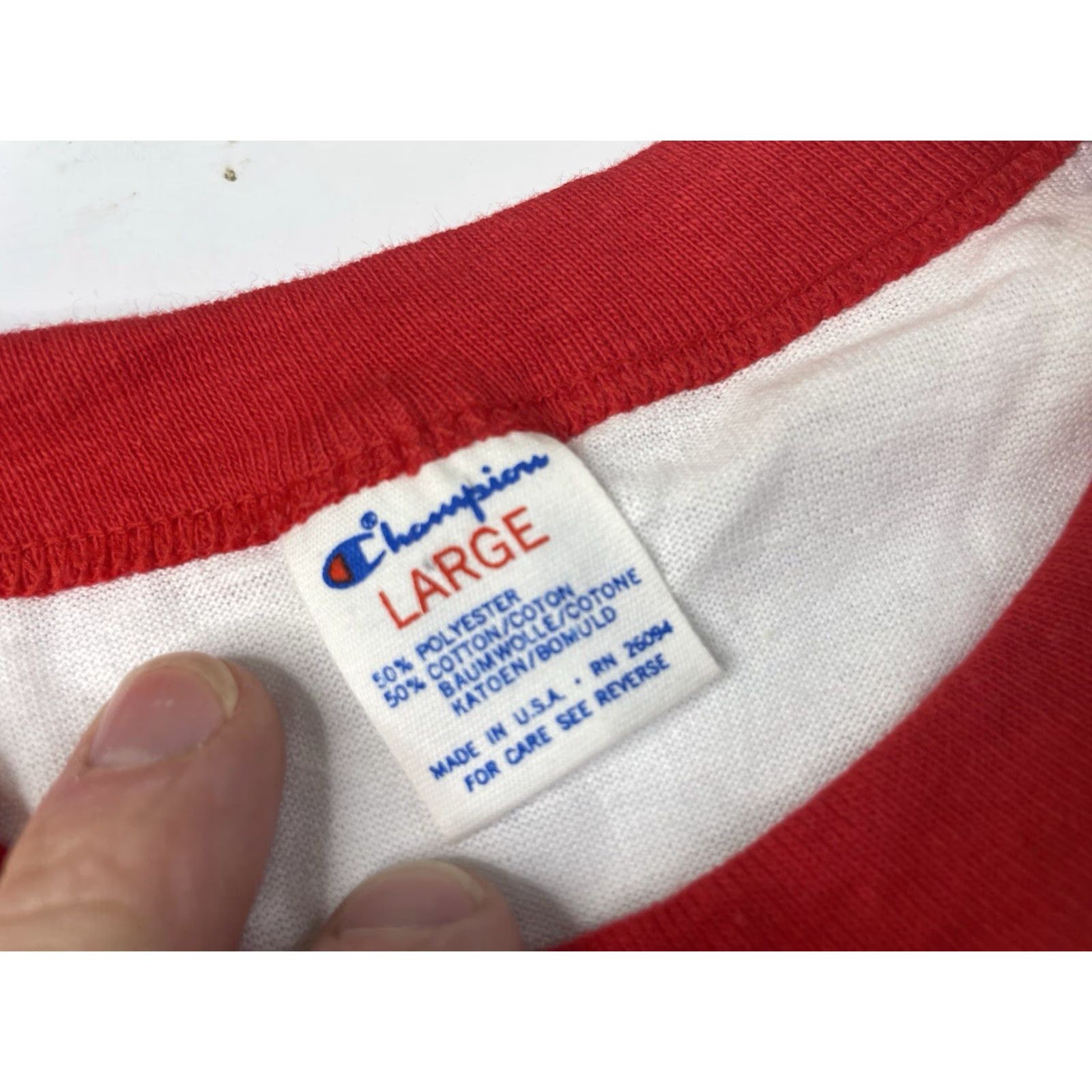 Champion VINTAGE Champion Ringer T Shirt Large USA The Ohio State University Shirt Mens White 60s 70s 80s College University Ohio Size US L / EU 52-54 / 3 - 2 Thumbnail