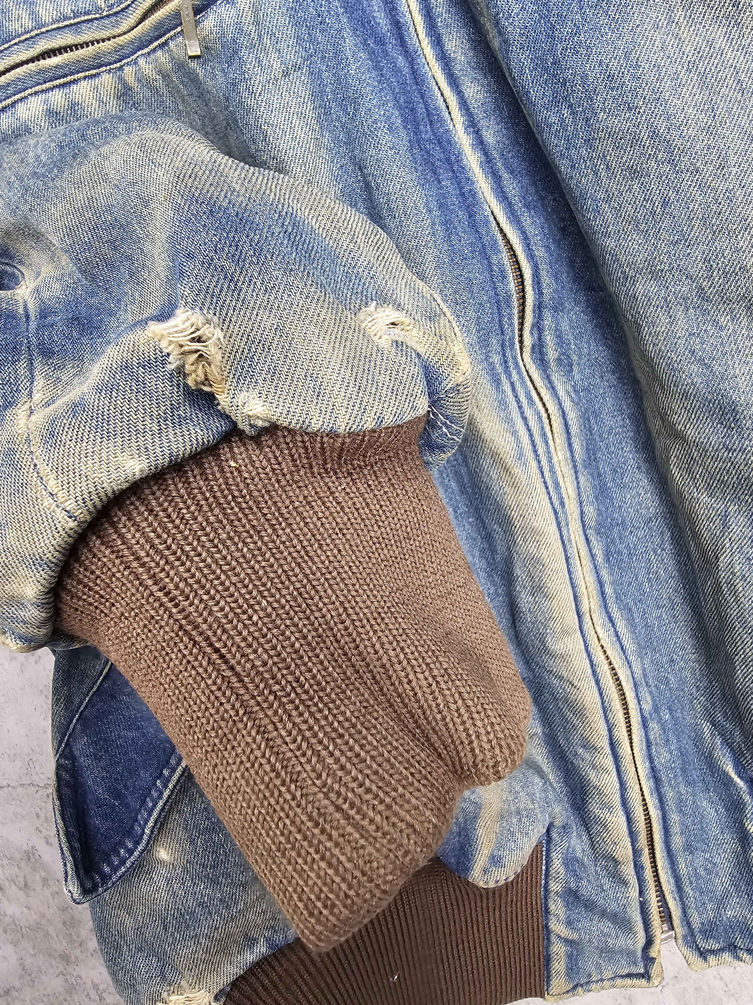 Japanese Brand Vintage PACCINO CLUB Ripped Faded Denim Bomber Jacket J0084 Size US XL / EU 56 / 4 - 11 Thumbnail